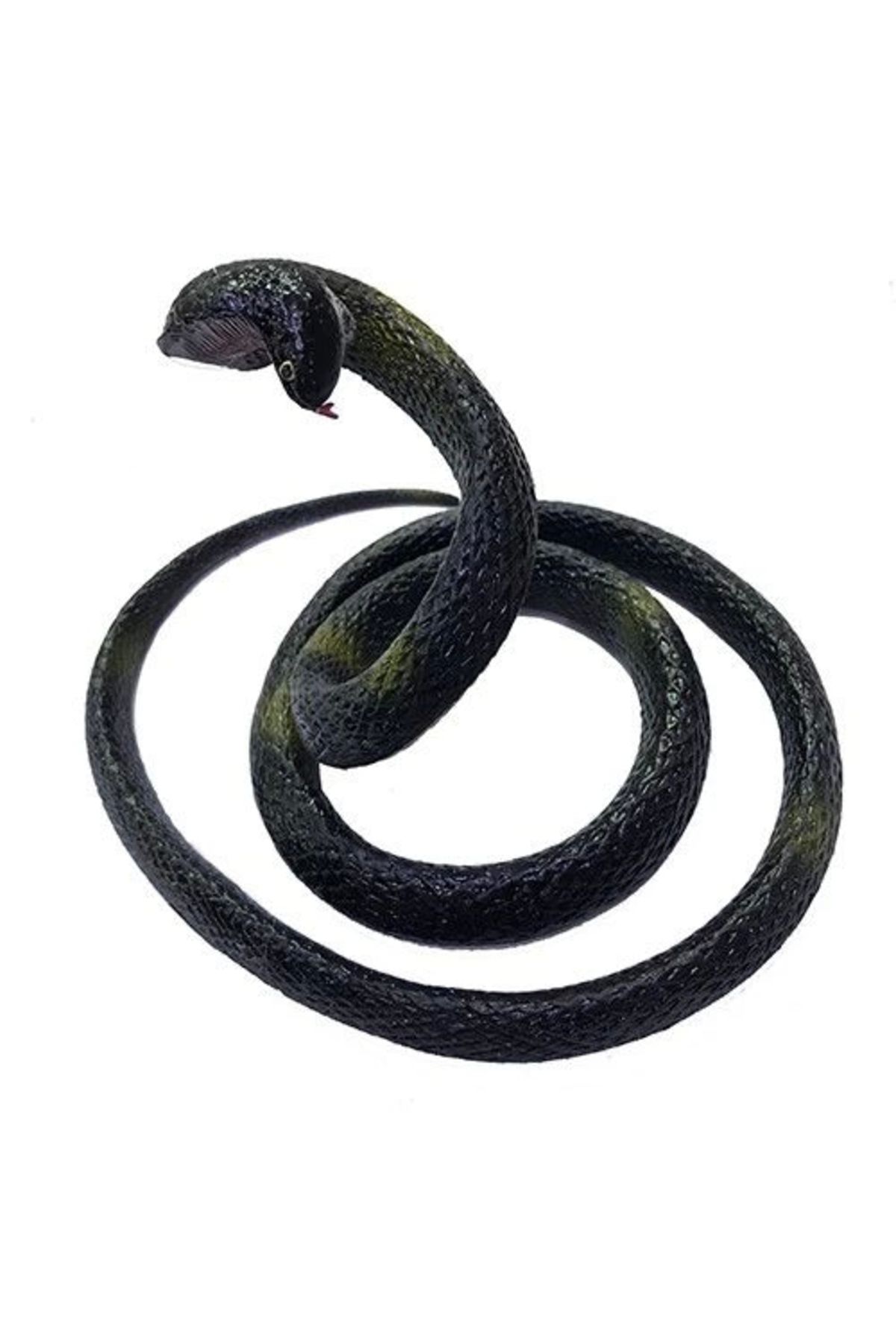 İnnMerry Siyah Renk Gerçekçi Kobra Model Silikon Yumuşak Yılan 80 cm (5047)