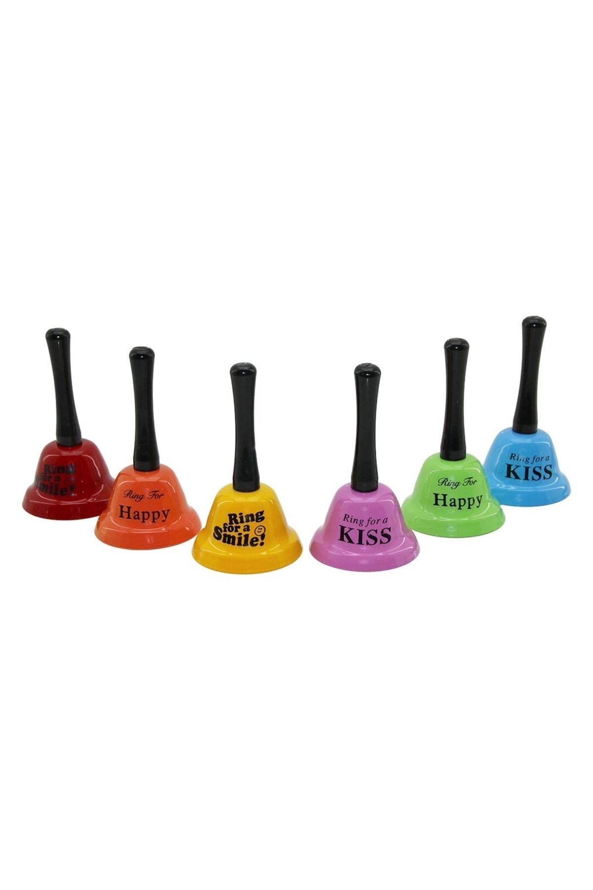 İnnMerry BÜYÜK TUTMALI - SALLAMALI RENKLİ METAL RESTORANT OTEL ZİLİ ÇAP: 7.5CM - PLS.SAPLI BOY: 13.5CM (50