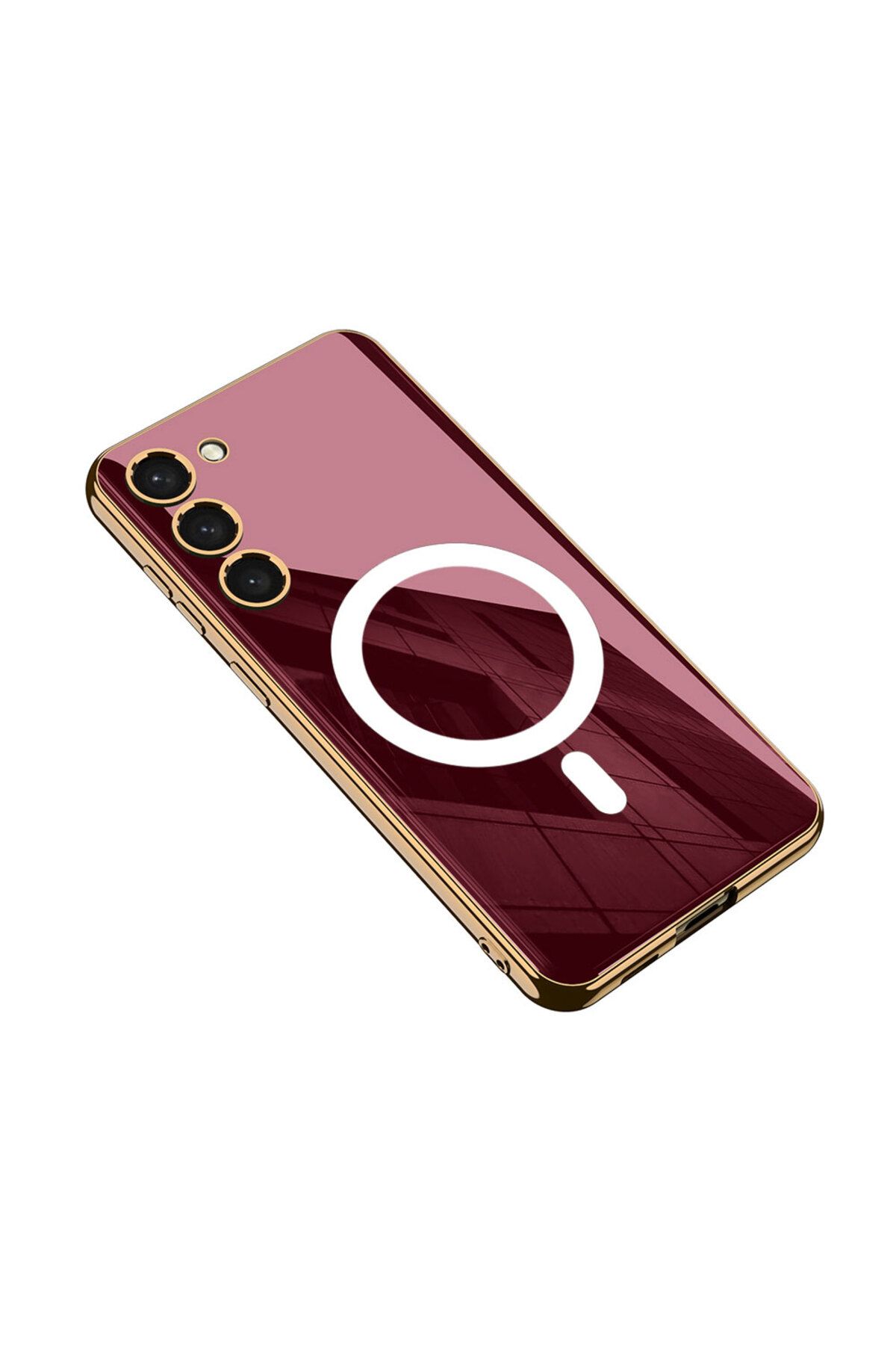halkhouse Galaxy S23 Plus Kılıf Wireless Şarj Özellikli Kenarları Elektroplating Kaplama Aynalı Şık Kent Kapak