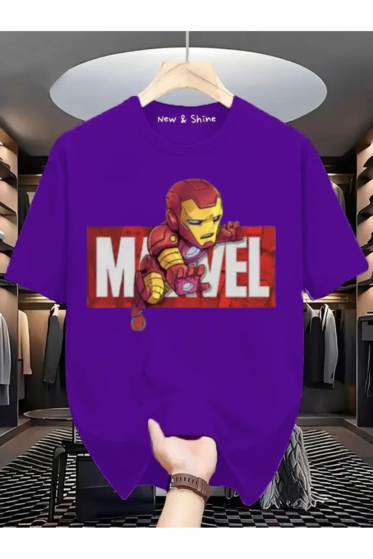 New Shine Süper Kahraman Venom Baskılı Oversize T-Shirt