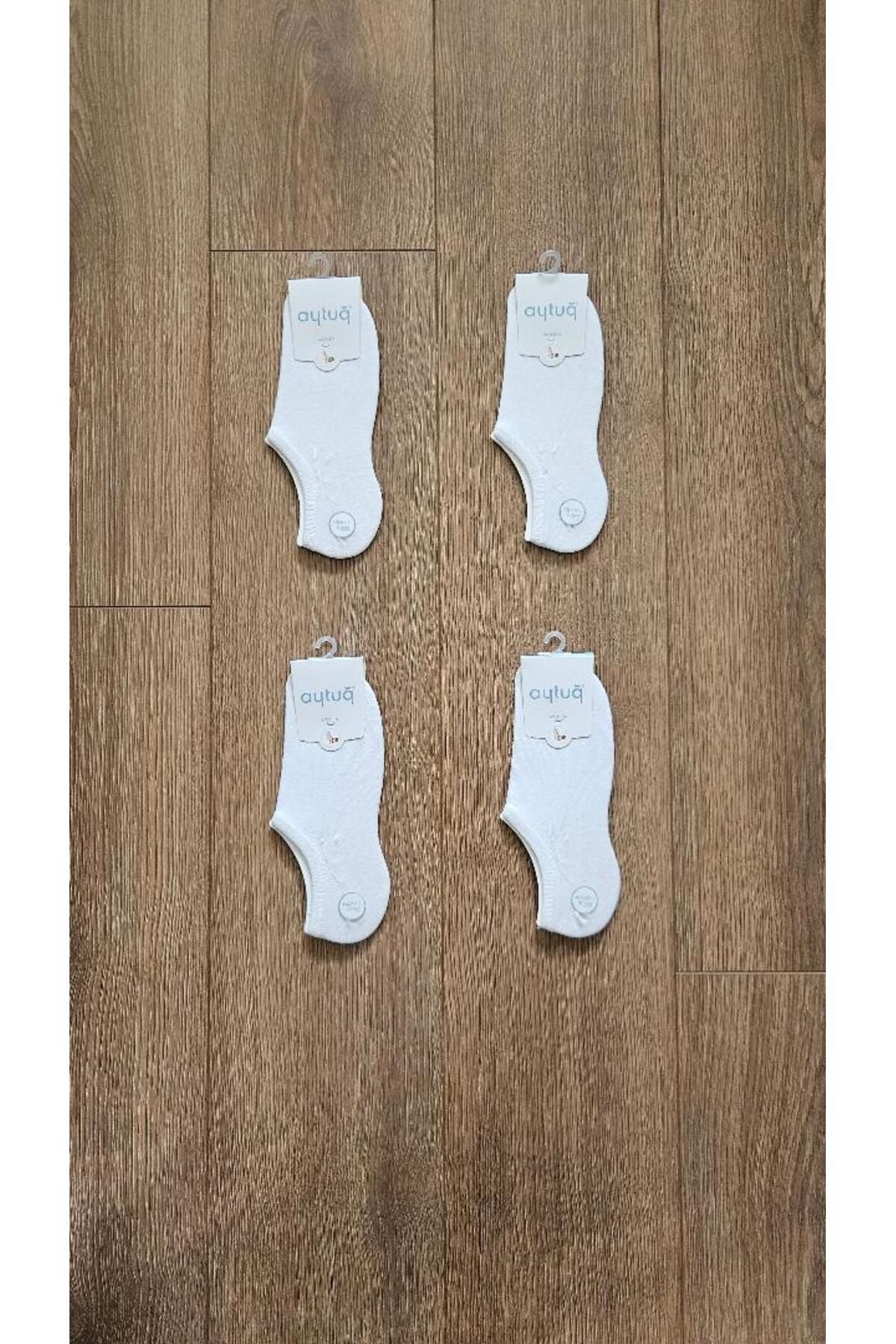 Aytuğ Aytuğ Kadın Yaz Sezonu 4 Çift Penye [ Beyaz ] Sneaker Çorap - 33352-4