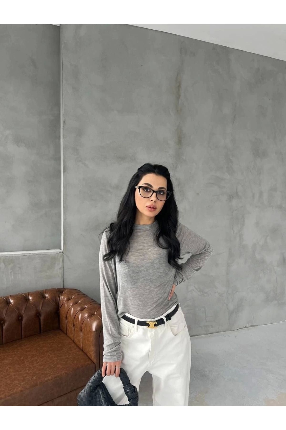 MODA Bisiklet Yaka Uzun Kollu Crop - Bordo