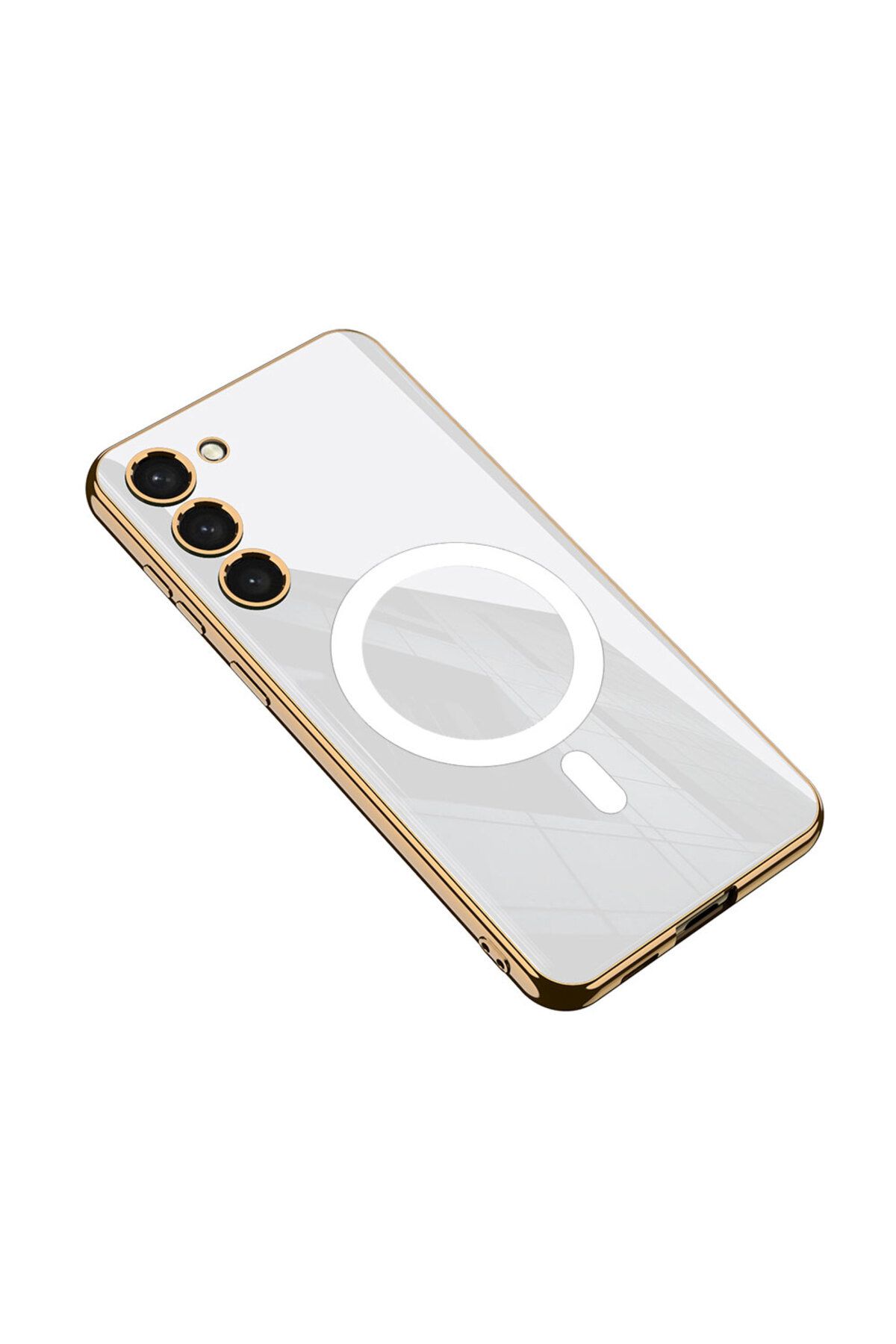 halkhouse Galaxy S23 Plus Kılıf Wireless Şarj Özellikli Kenarları Elektroplating Kaplama Aynalı Şık Kent Kapak