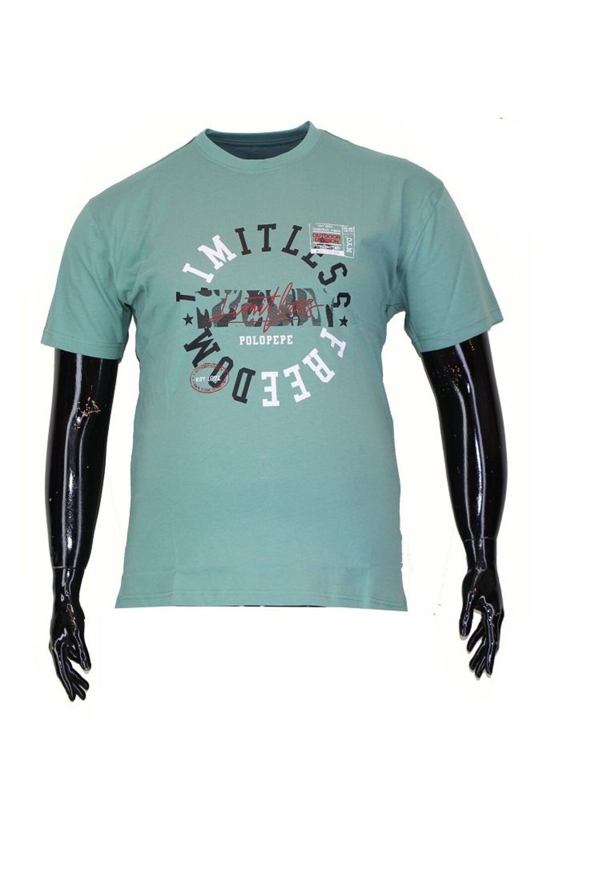 POLOPEPE Erkek Büyük Beden Tişört 1802 Yeşil-Yeşil - 3XL