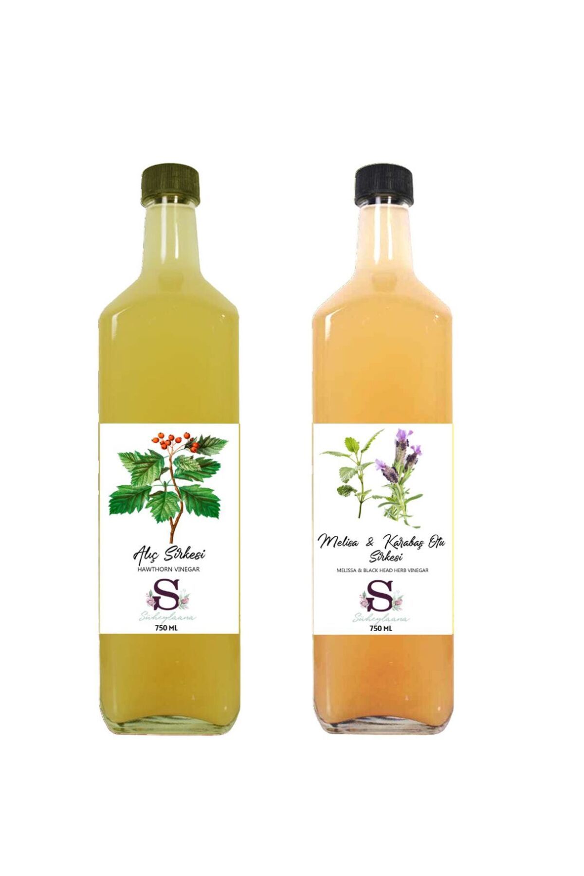 Süheylaana Doğal Alıç Sirkesi 750 Ml - Doğal Melisa Karabaş Otu Sirkesi 750 Ml