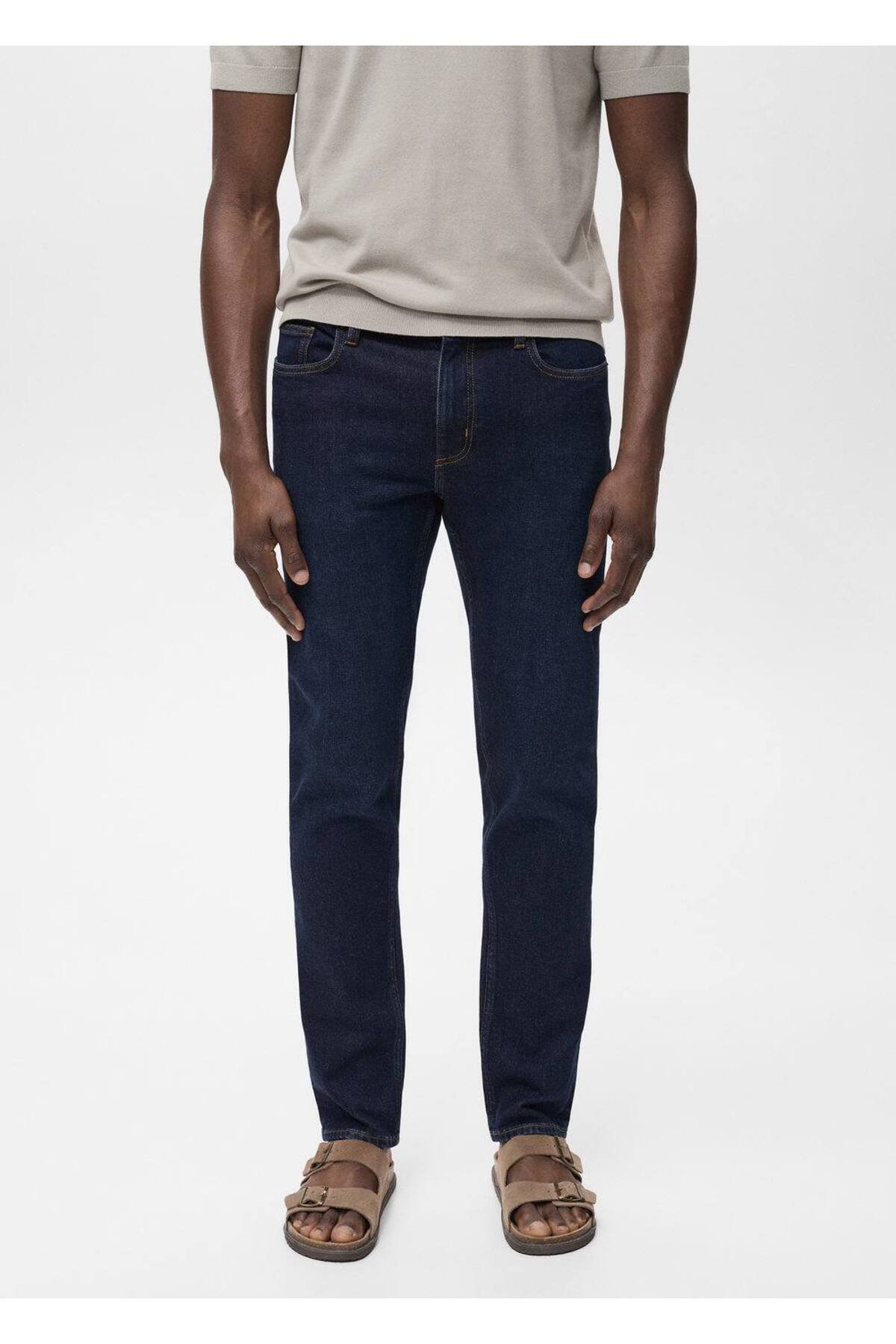 Dar kesim koyu yıkama Jan jean pantolon
