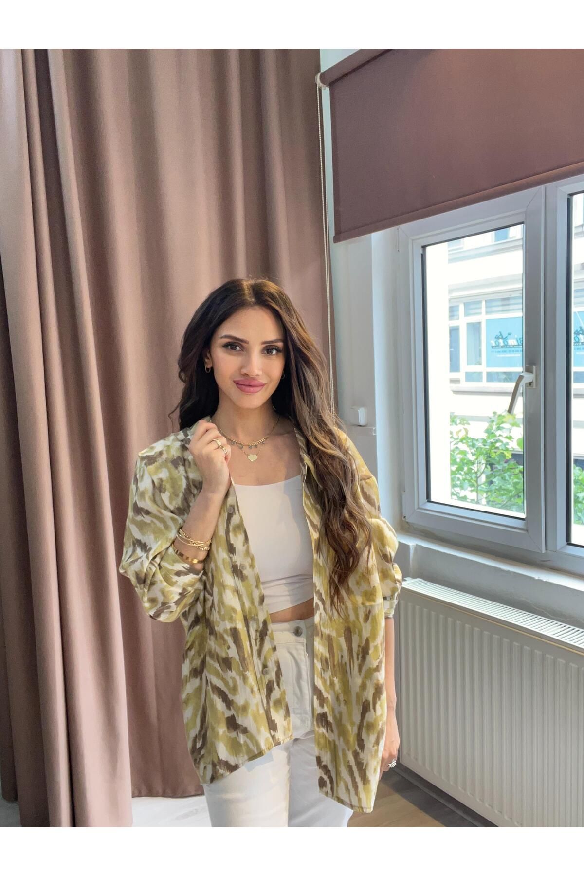 MODA Yeşil Desenli Gömlek