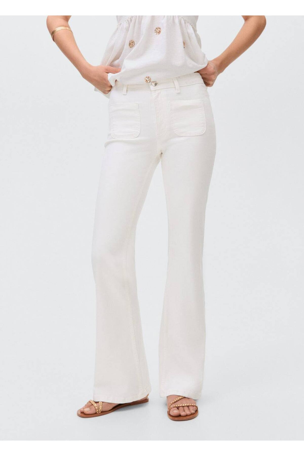 İspanyol paça cepli jean pantolon