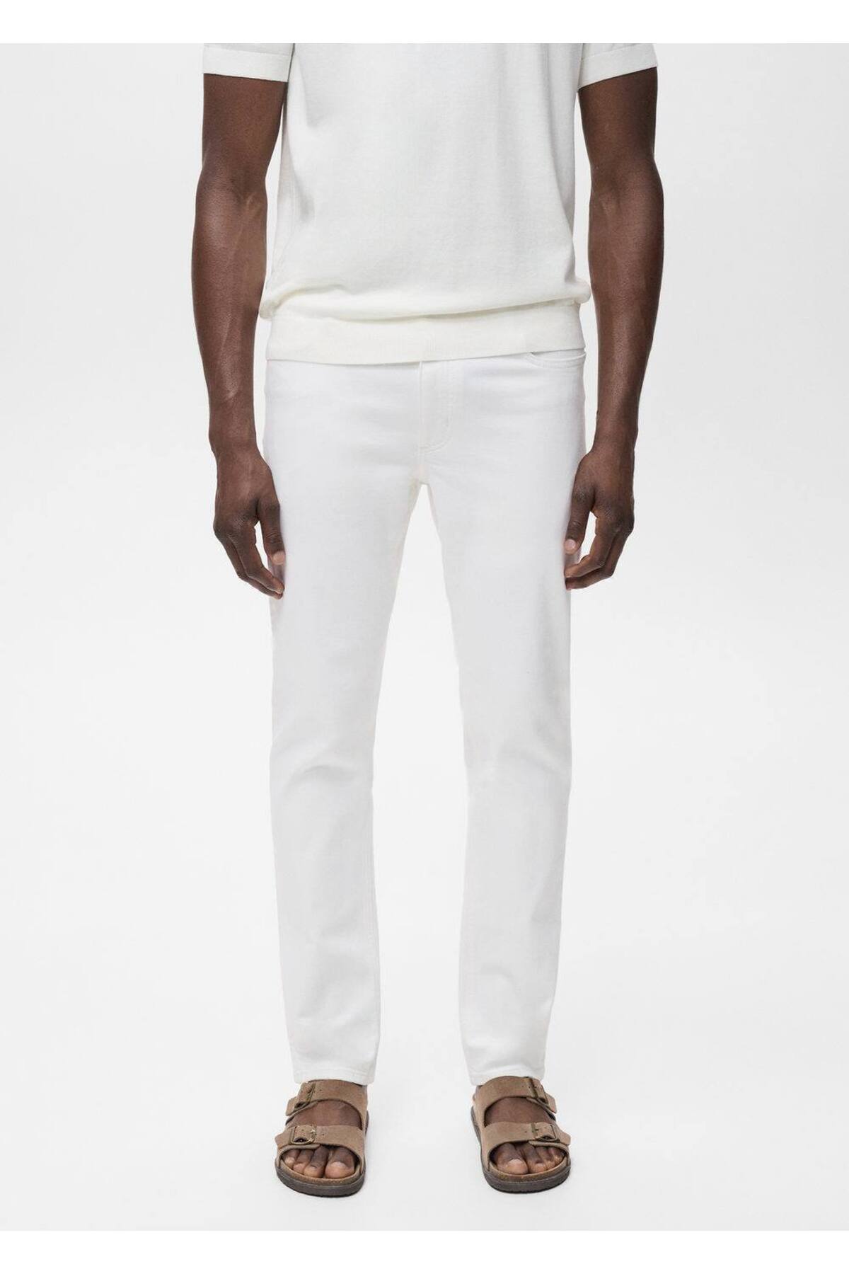 Dar kesim beyaz Jan jean pantolon
