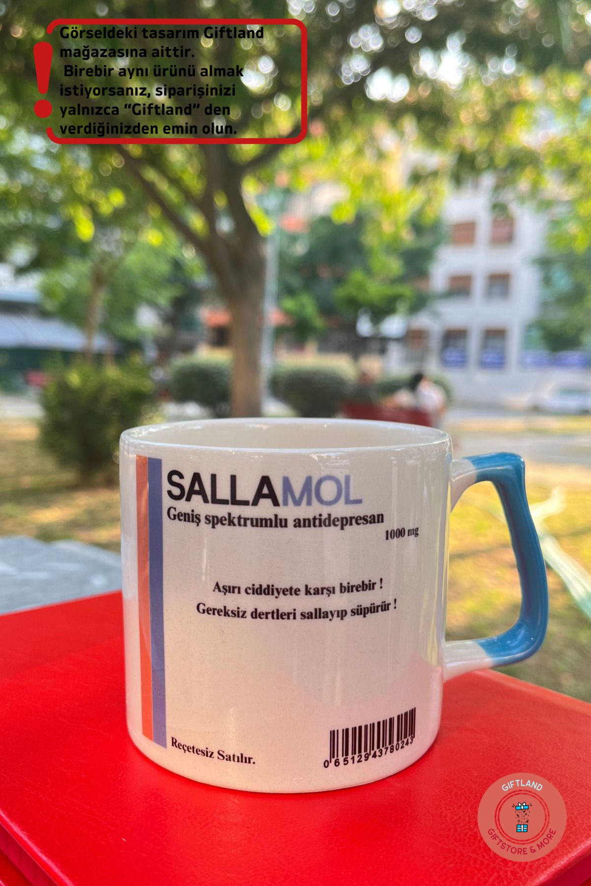 giftland giftstore more Sallamol İlaç Baskılı Komik Hediyelik Kupa Bardak
