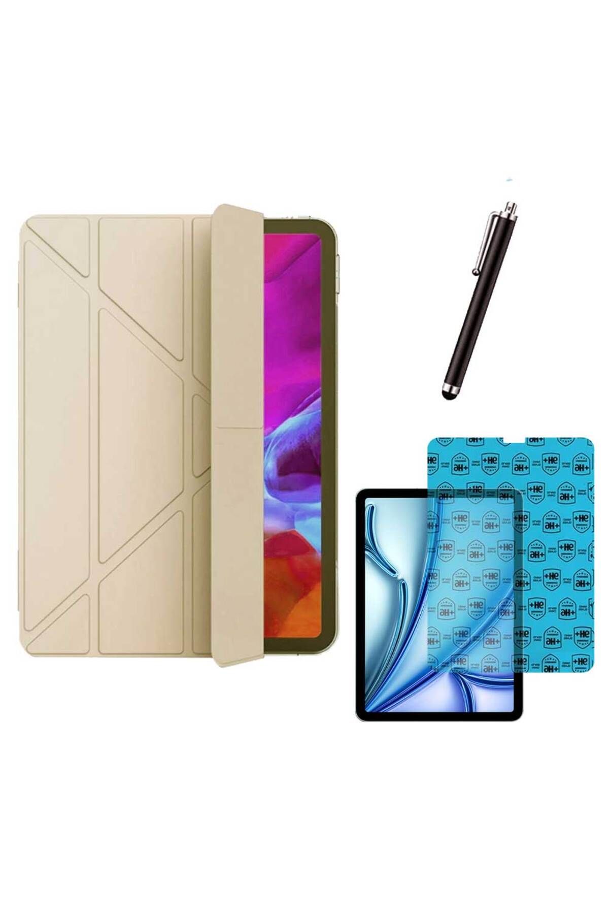 Smart Tech Apple iPad Air M2 Uyumlu Smart Cover Tablet Kılıfı Cam Ekran Koruyucu Kalem Set