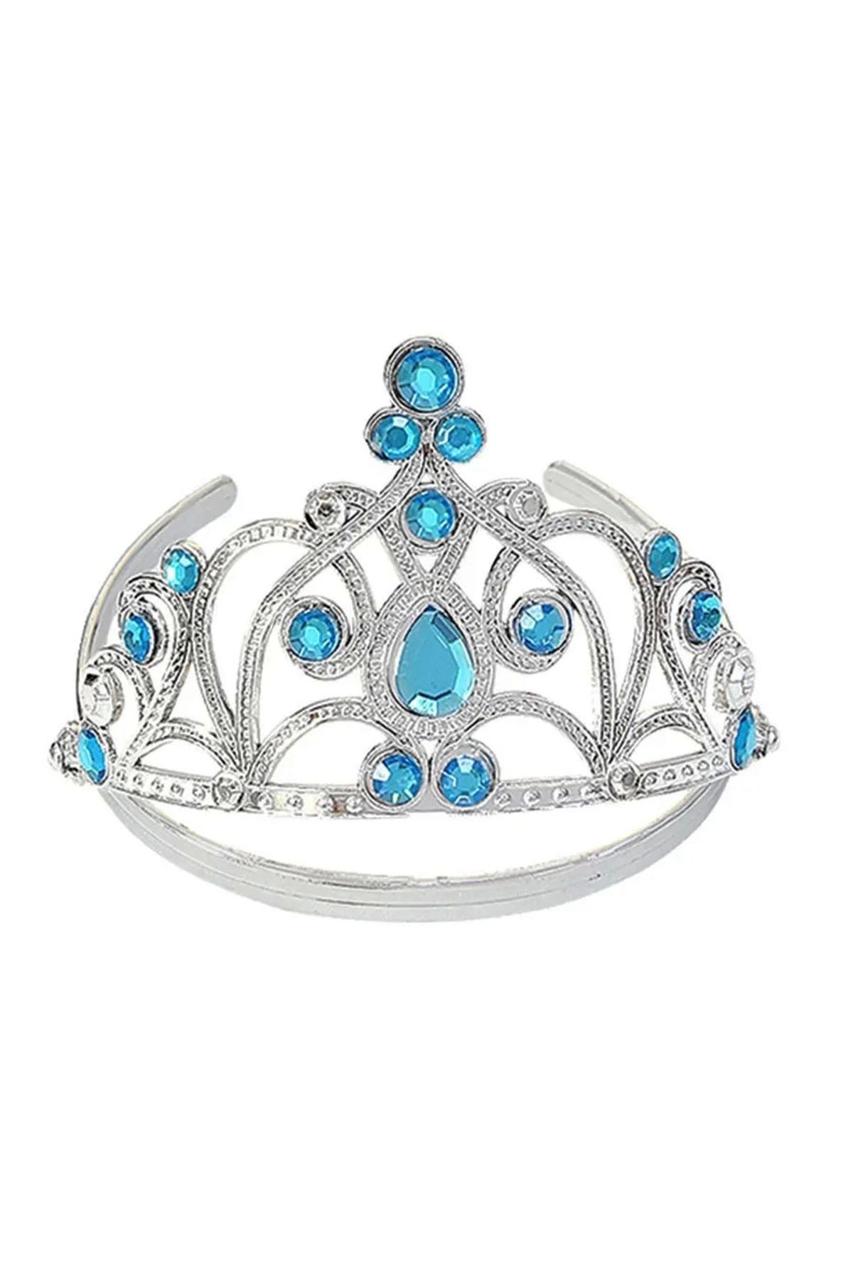 İnnMerry Mavi Taşlı Elsa Çocuk Tacı Prenses Tacı Kraliçe Tacı 16x14 cm (5047)