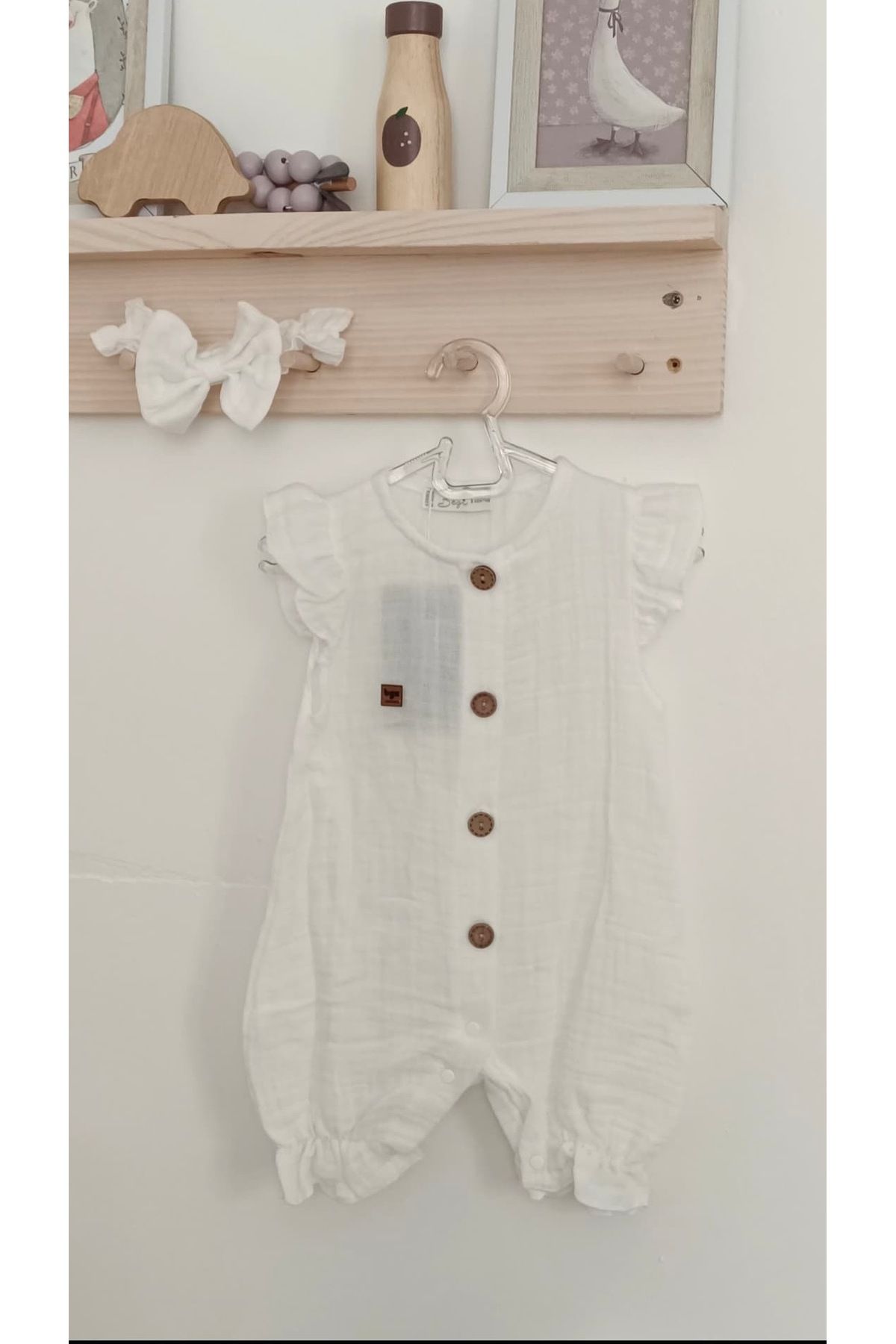 begi kids %100 Pamuk Müslin Kız Bebek Tulum ve Bandana