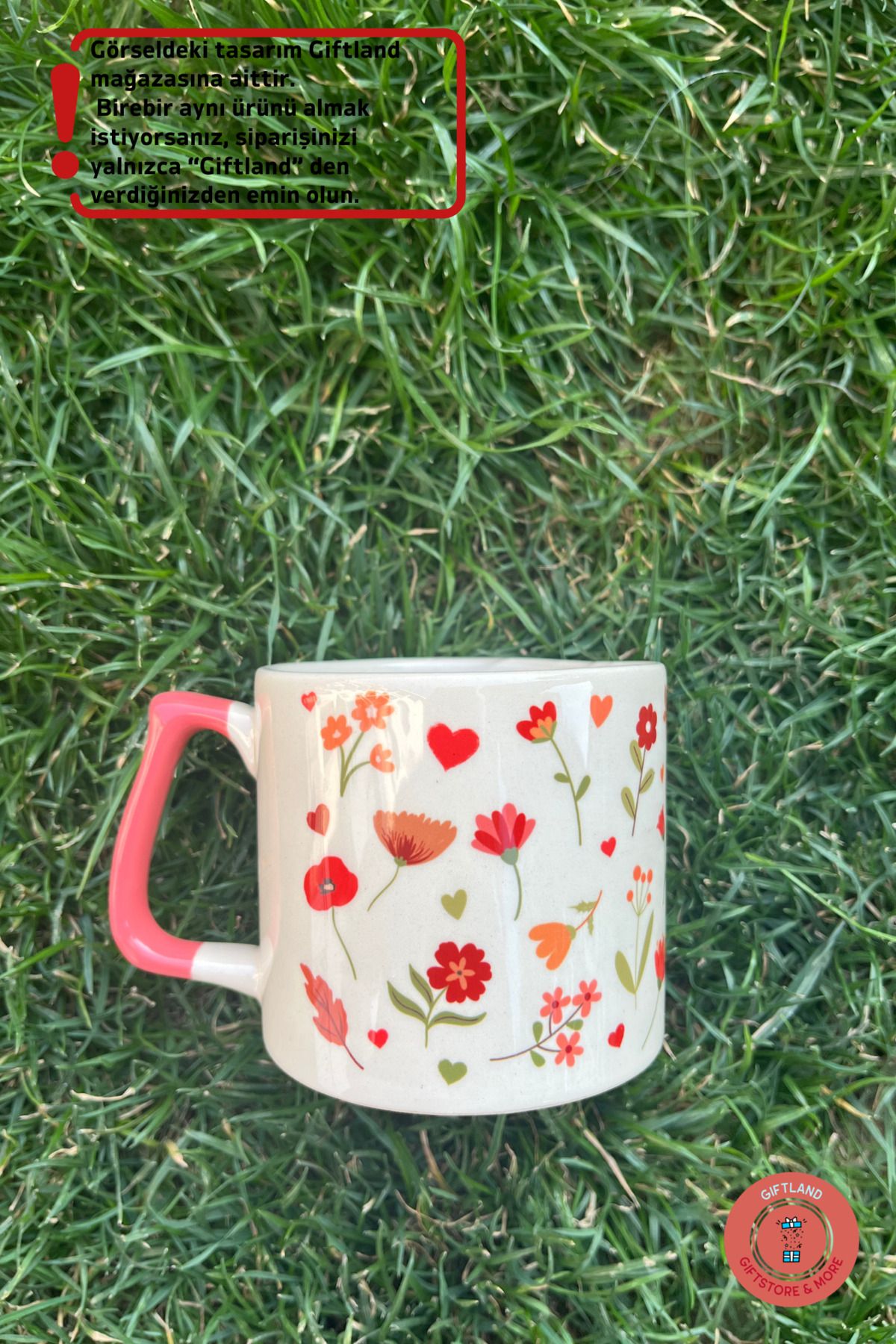 giftland giftstore more Naturel Çiçek Desenli Hediye Kupa Bardak Mug