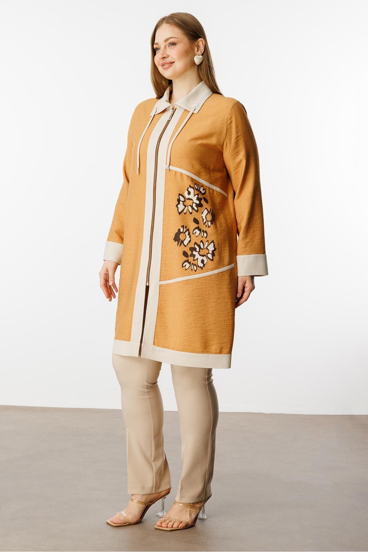Moda İlgi Modailgi Baskılı Garnili Fermuarlı Tunik Orange-40218