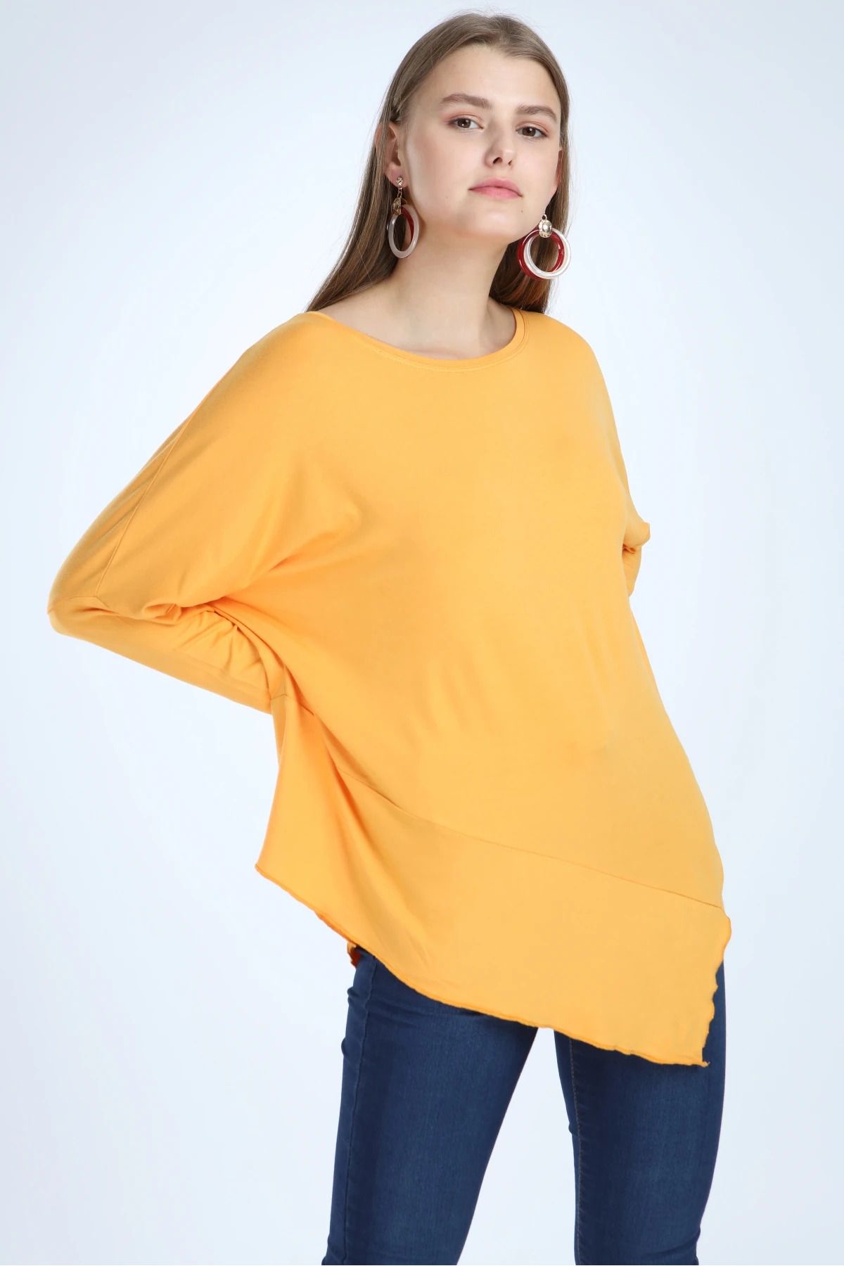 Ranasubaşı Asimetrik Basic Bluz Hardal