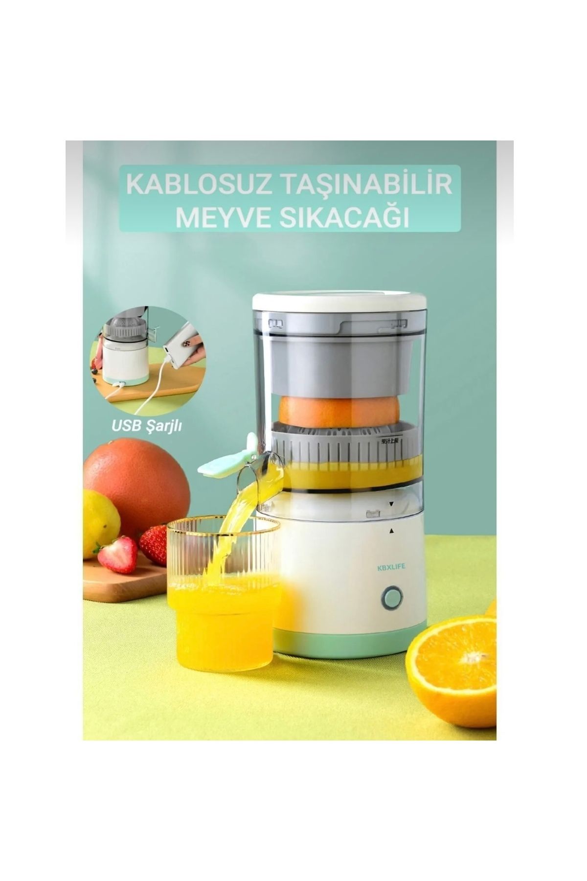 AUTOPSY JEANS Kablosuz Taşınabilir Şarjlı Narenciye Sıkacağı Portakal Meyve Sıkacağı