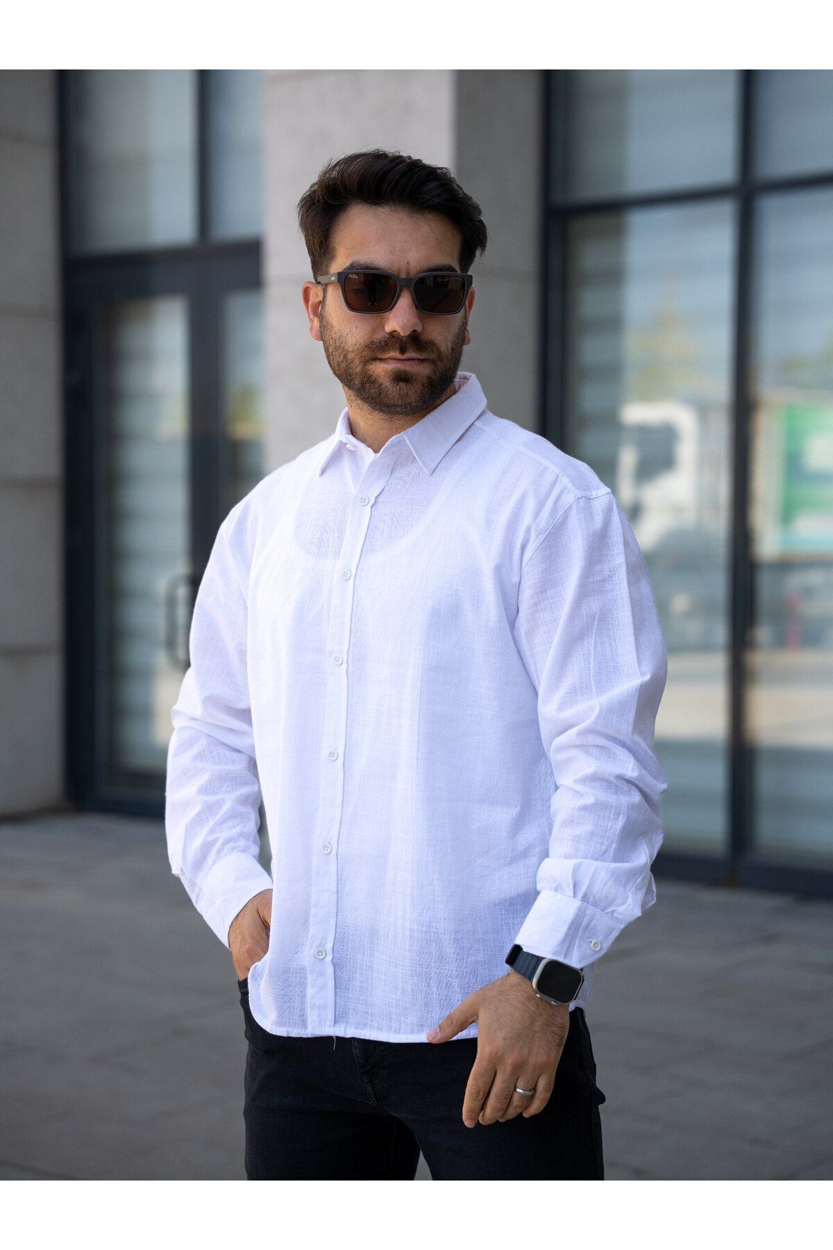 MODA ERKEK UZUN KOL KETEN GÖMLEK