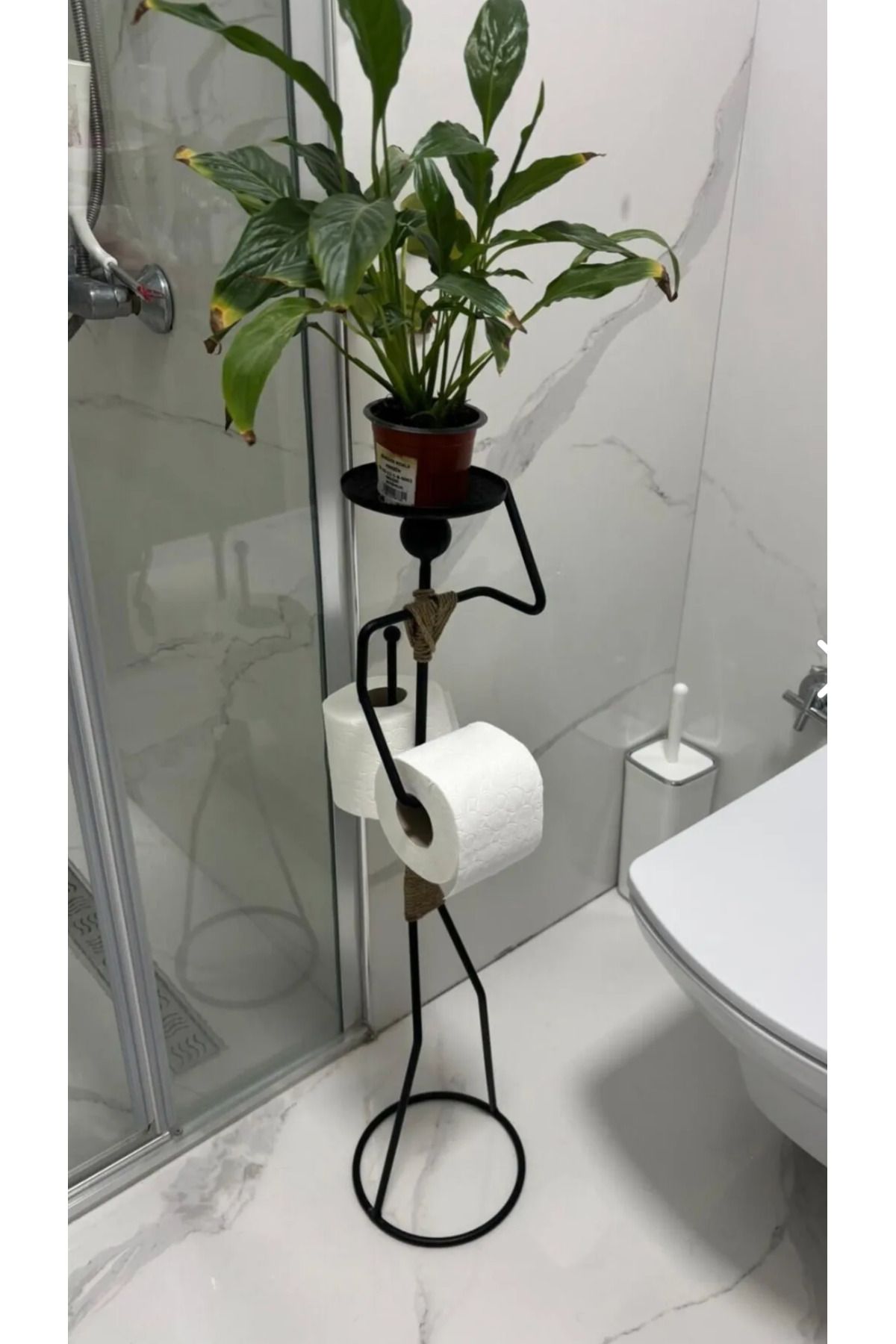 HOME ZDK AWM Dekoratif Tuvalet Kağıdı Askısı İnsan Figürlü Raflı Tuvalet Kağıtlığı Yedekli Banyo Toparlayıcı