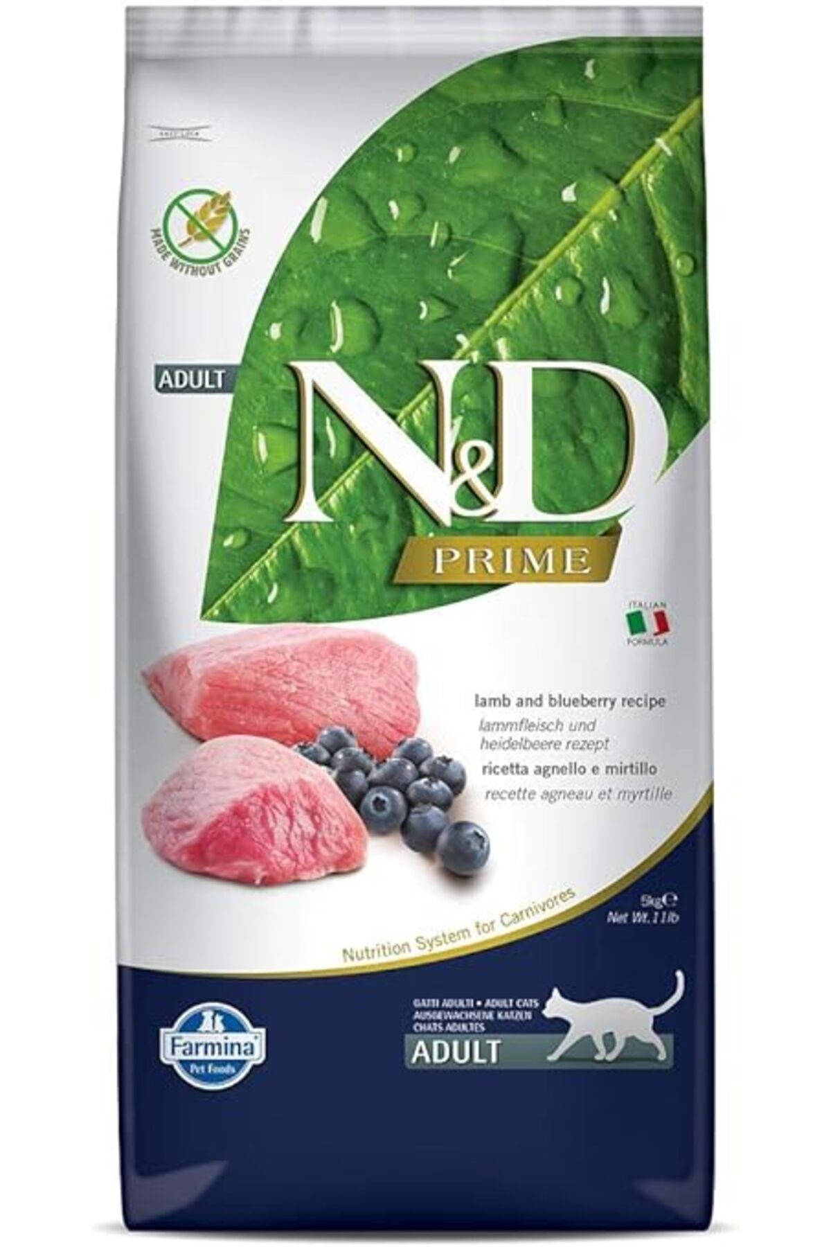 N&D Heads Up For Tails N&D Tahılsız Kuzu Etli Ve Yaban Mersinli Yetişkin Kedi Maması 5 Kg