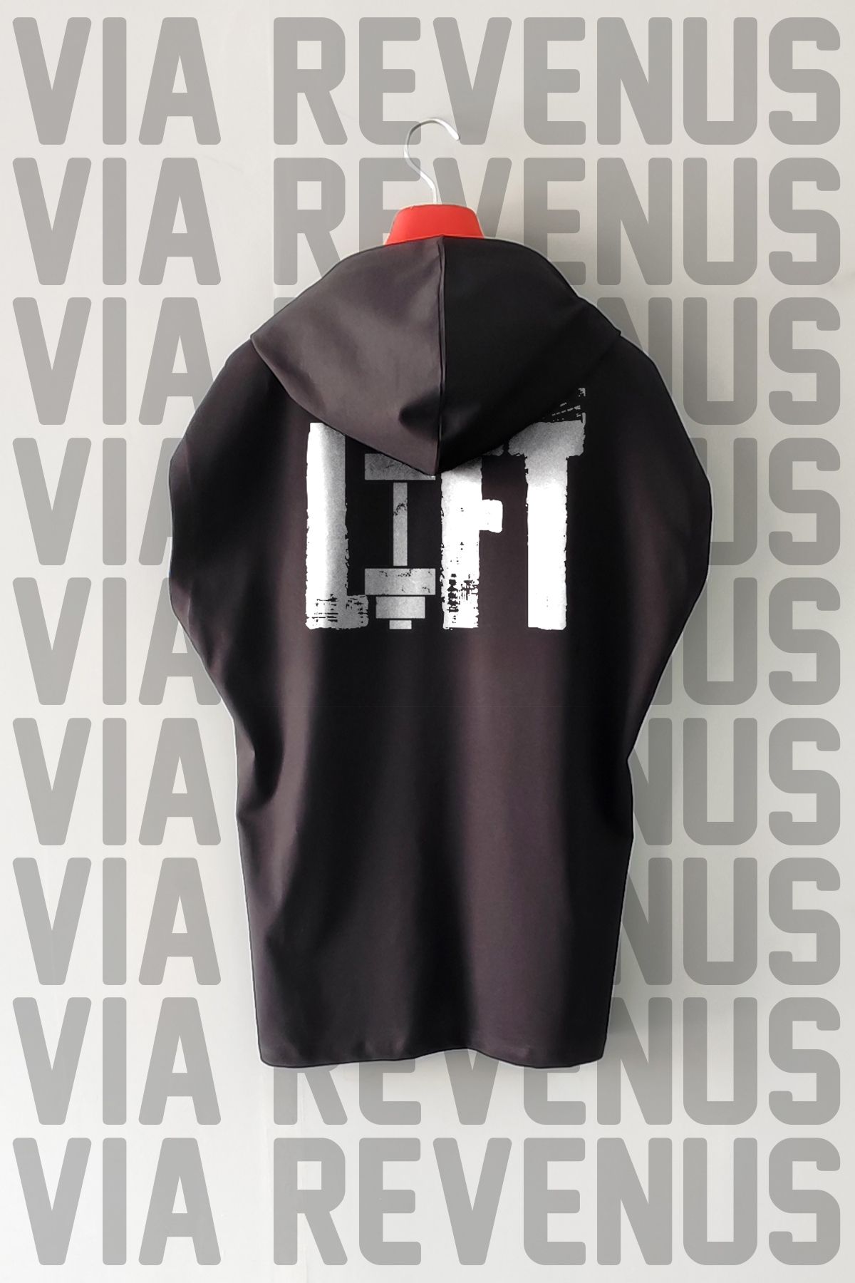 Vordevia Lift Ön ve Arka Baskılı Sıfır Kollu Kapüşonlu %100 Pamuk Spor Tshirt