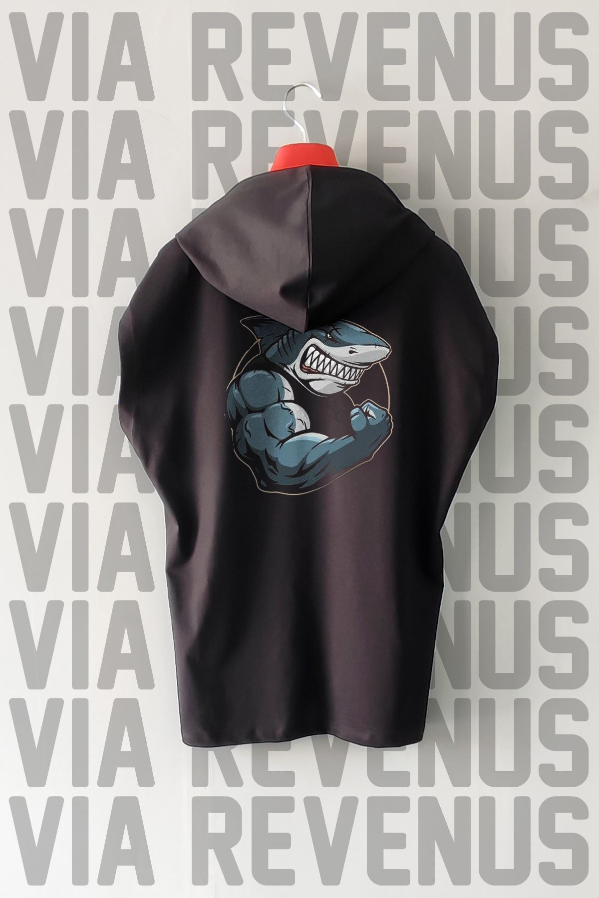 Vordevia Gym Ön ve Arka Baskılı Sıfır Kollu Kapüşonlu %100 Pamuk Spor Tshirt