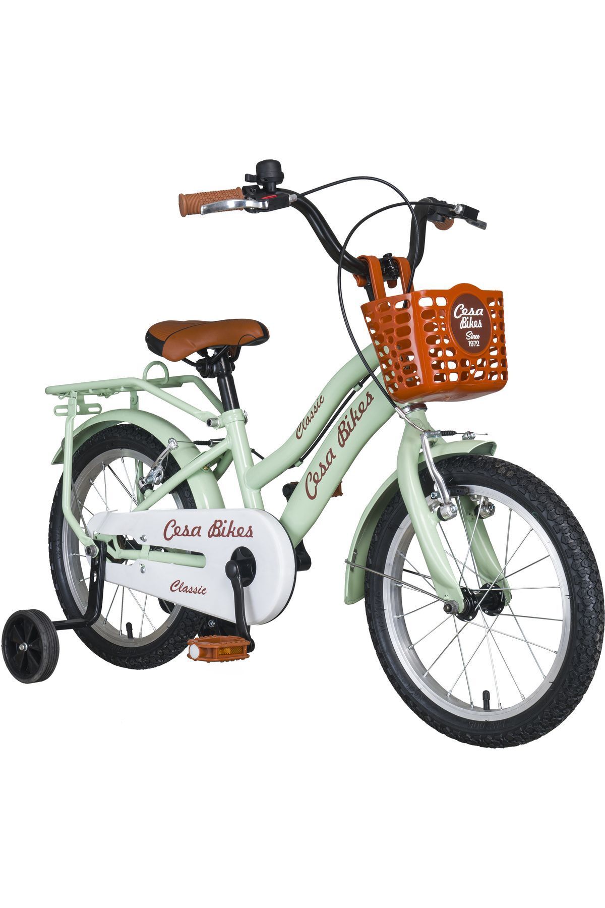 SerenityHaven Cesa Bikes Bagajlı Demir Çamurluk 16 jant 4-7 Yaş Pastel YEŞİL Çocuk Bisikleti