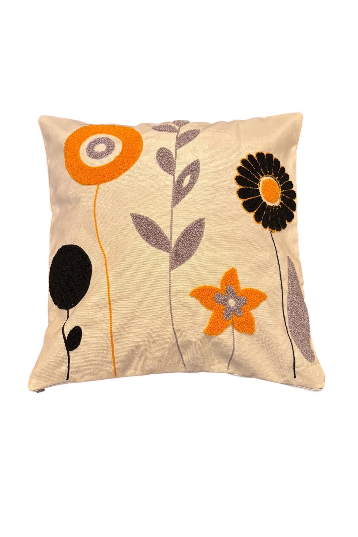 Goshıkı Çiçekli Pamuklu Comfort Kırlent Kılıf 36X36