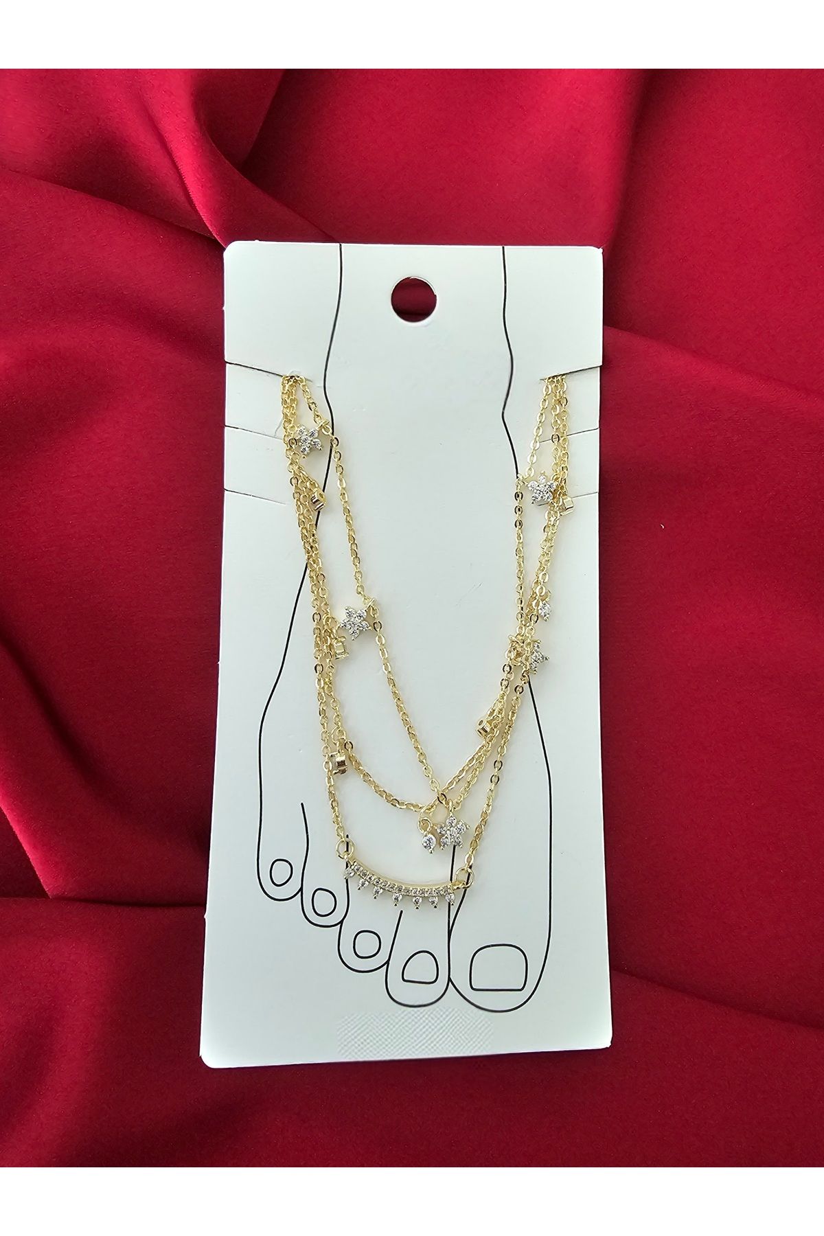 Zivazer Store Kadın kararmaz zincirli taşlı halhal
