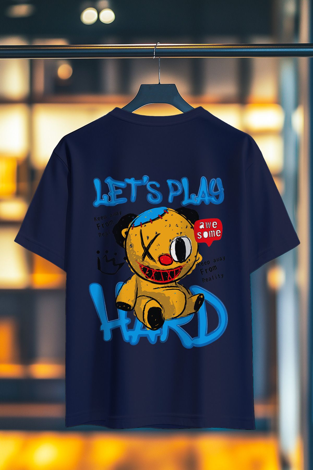 BookOrBook Lets Play Hard %100 Pamuk Premium Kalite Sırt Baskılı T-Shirt