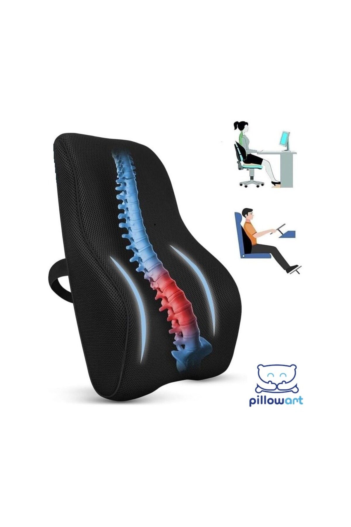 PİLLOWART Visco Bel Yastığı Sırt Minderi Yastığı