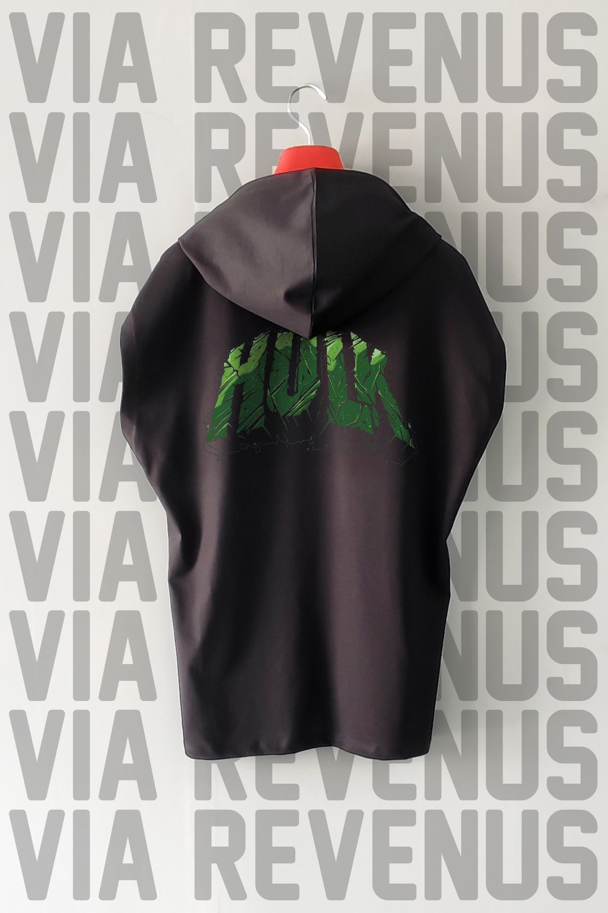 Vordevia Gym Ön ve Arka Baskılı Sıfır Kollu Kapüşonlu %100 Pamuk Spor Tshirt