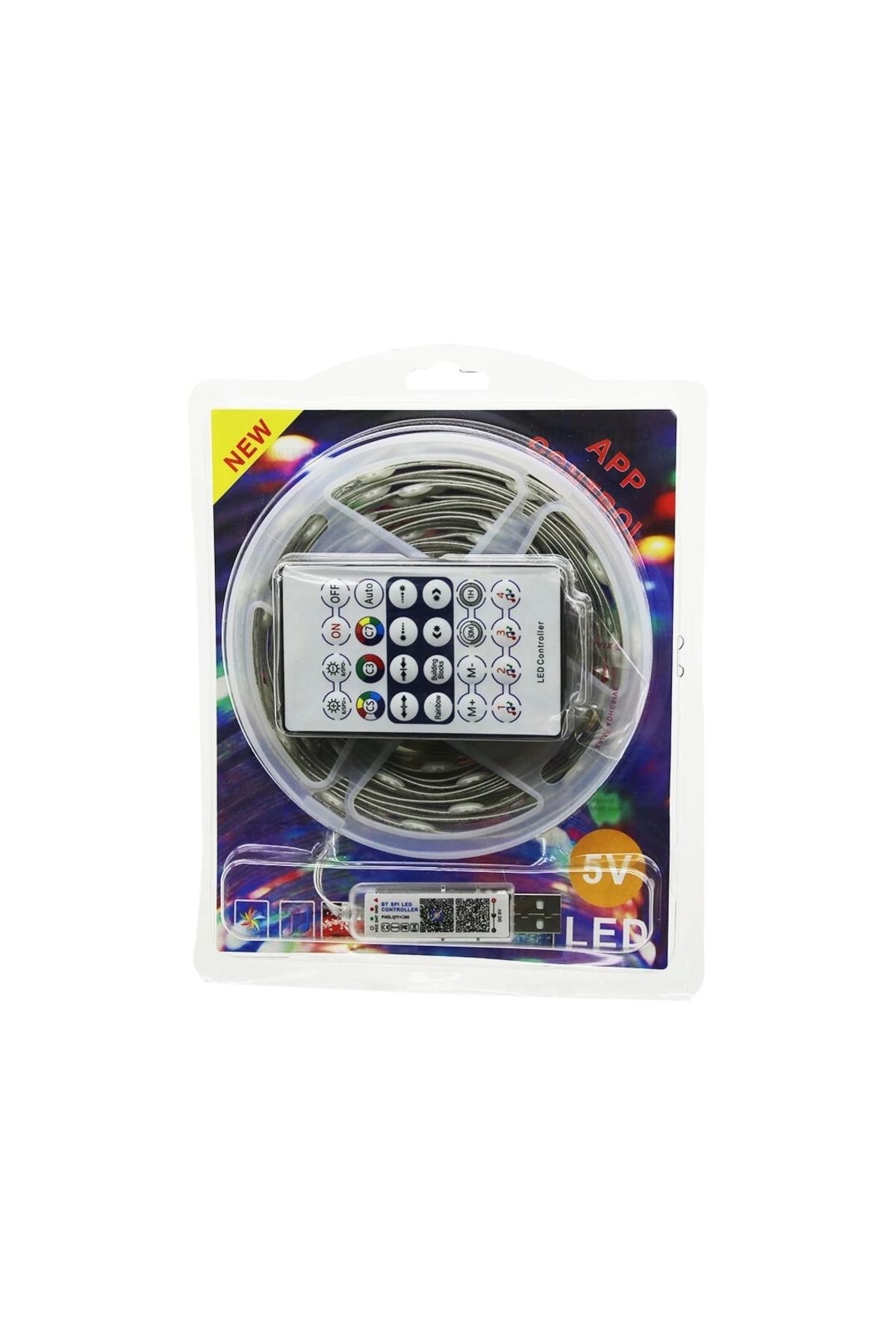 İnnMerry 9MT KUMANDALI - USB Lİ RGB ŞERİT LED 0.4W/M - 20lm/led -20+55°C (5047)