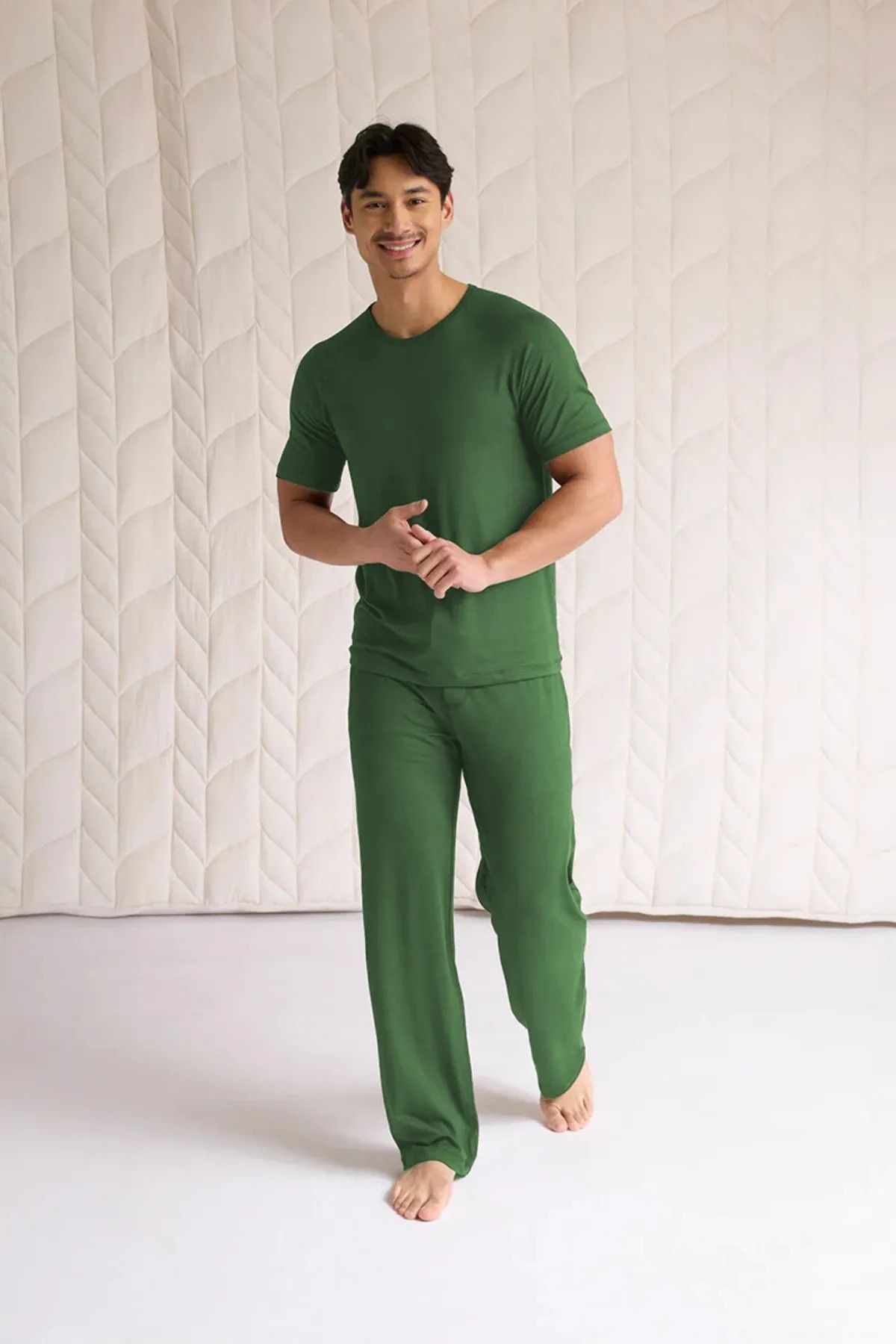 BARLİZ Erkek Bol Kalıp Kısa Kollu İnce Pijama Ve Günlük Takım