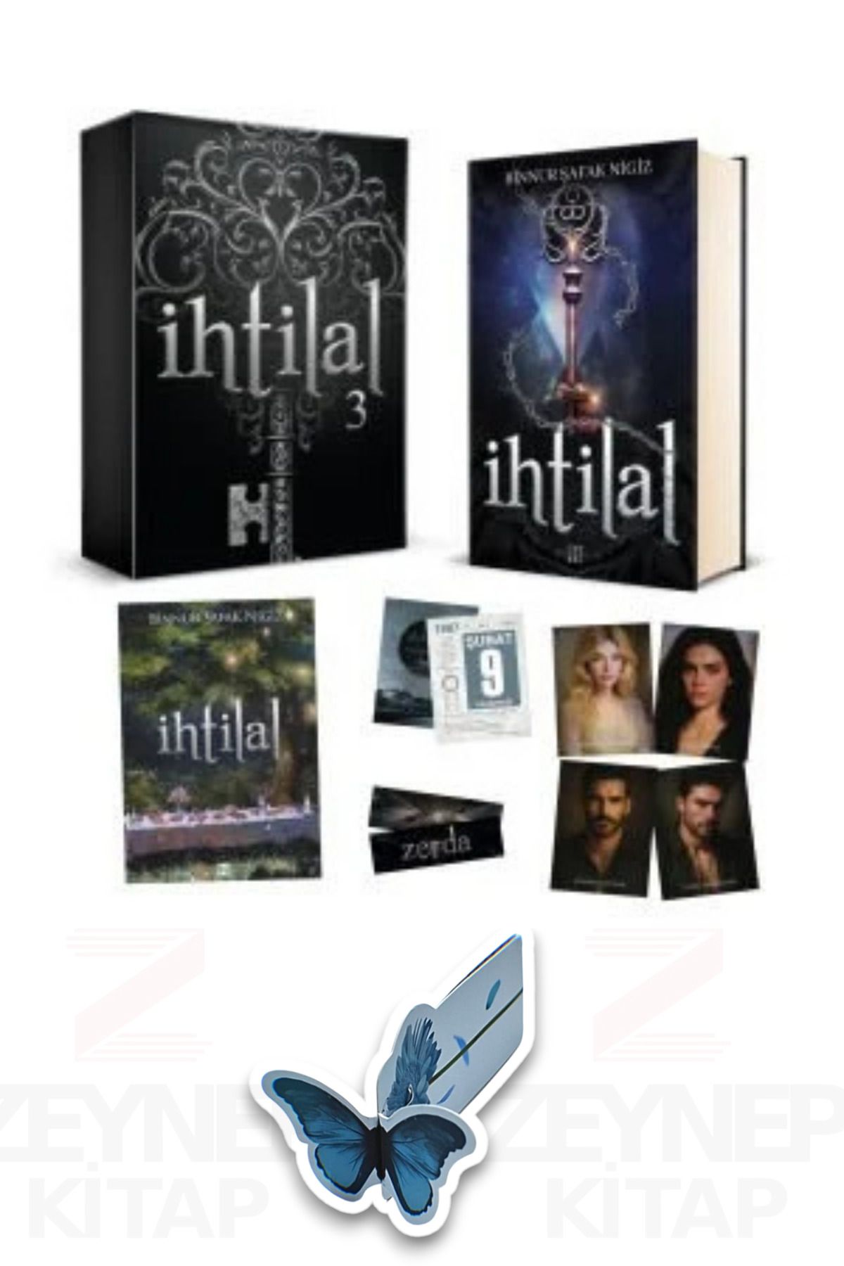 Dokuz Yayınları İhtilal 3 Zerda(CİLTLİ-KUTULU)Özel Tasarım Kelebek Ayraç-Poster-Kart ve Ayraç Hediye