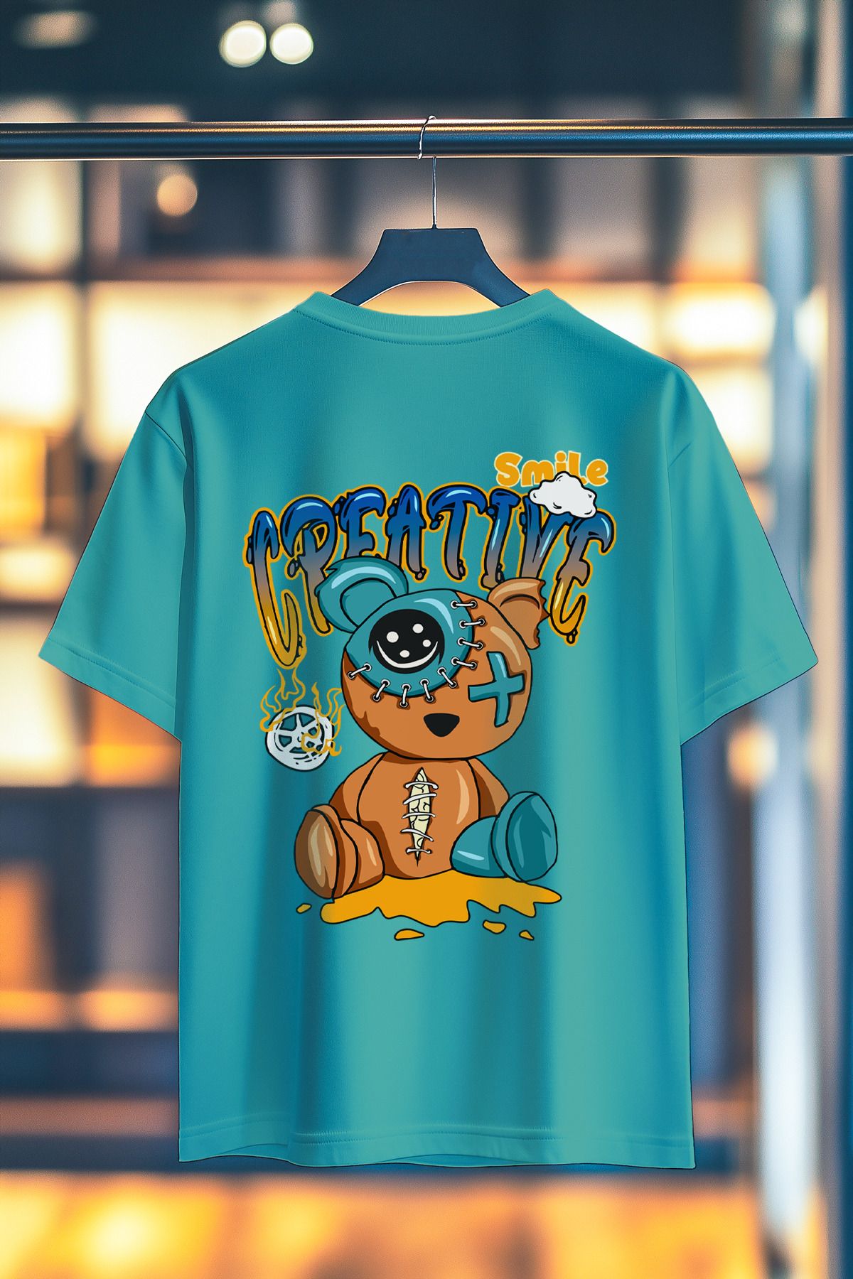 BookOrBook Smile Creative %100 Pamuk Premium Kalite Sırt Baskılı T-Shirt