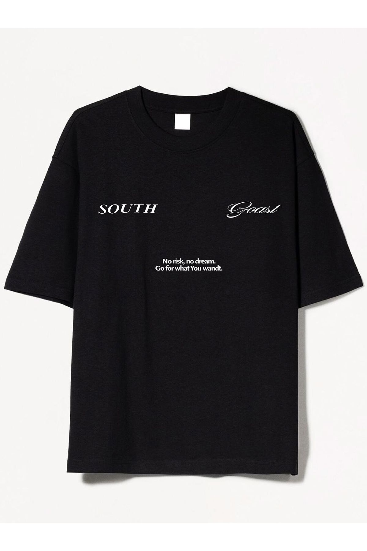 Lia Blanco's Siyah %100 Pamuk Sırt ve Ön Baskılı Regular Kesim Örme T-Shirt