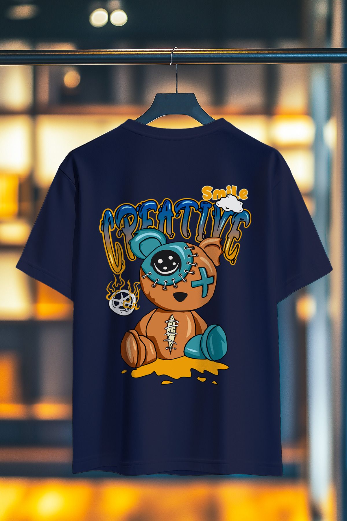BookOrBook Smile Creative %100 Pamuk Premium Kalite Sırt Baskılı T-Shirt