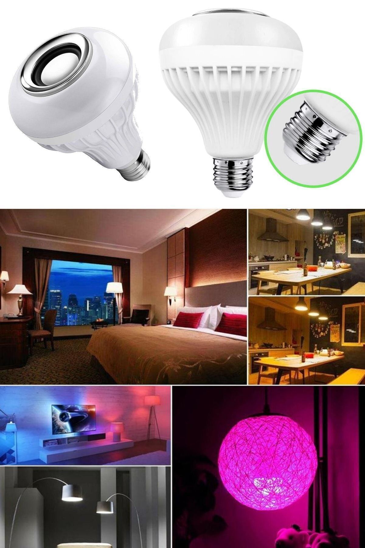 etteminönütoptanticaret 16 Renkli Bluetooth Hoparlörlü Ampul Speaker Gece Yatak Odası Romantizm Akıllı Kumandalı Loş Işıklı