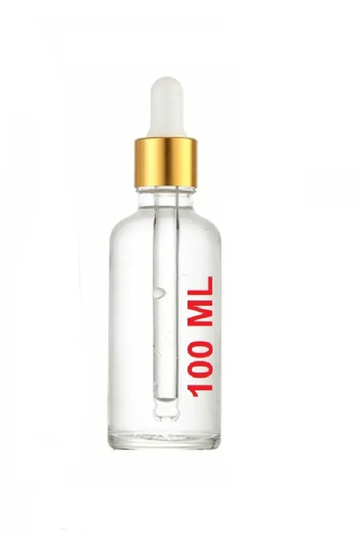 junibeliw 100ml Cam Şeffaf Gold Kapaklı Beyaz Cam Damlalıklı Boş Çok Amaçlı Esans Yağ Şişesi 100ML