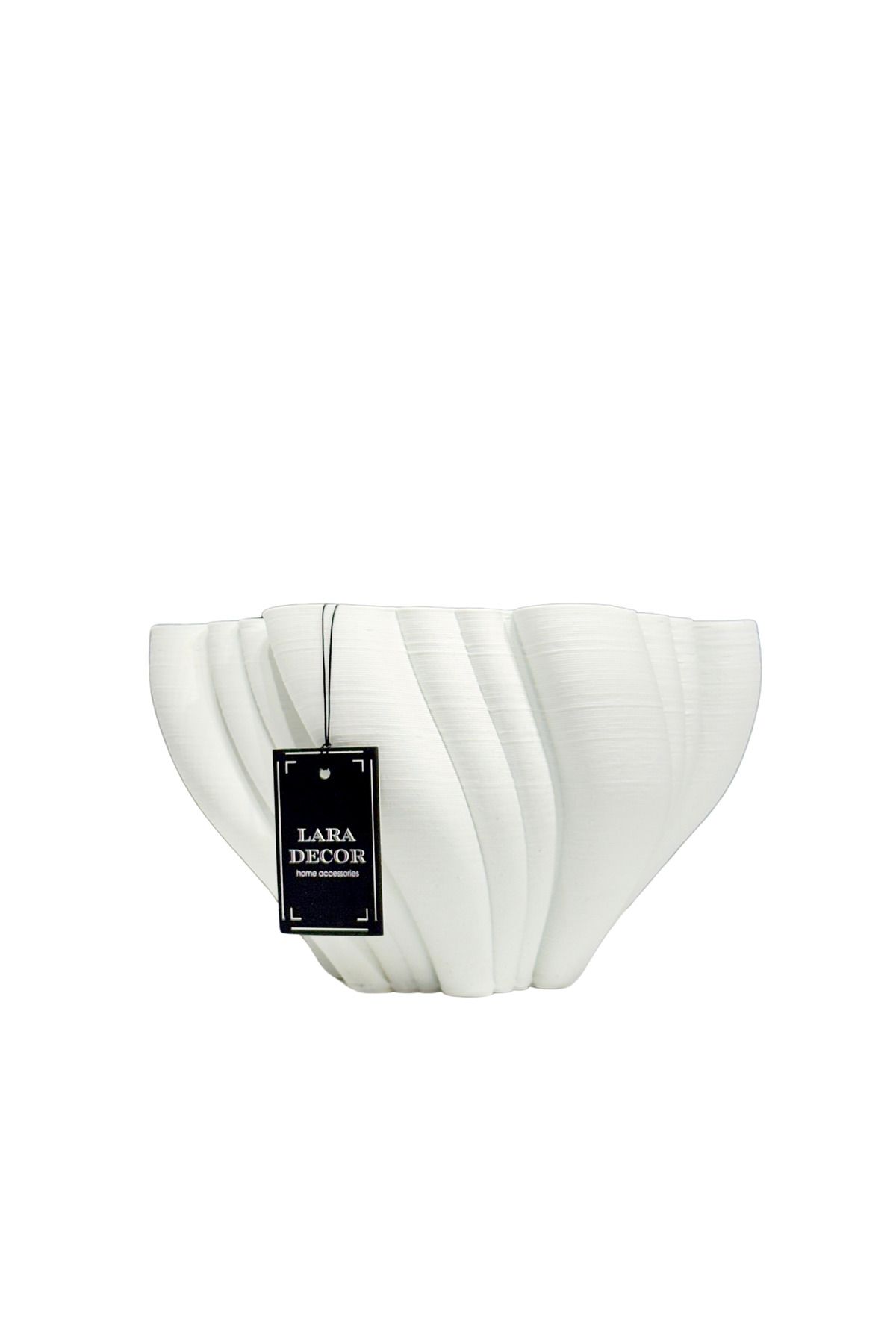 Lara Decor Wave Beyaz Seramik Saksı