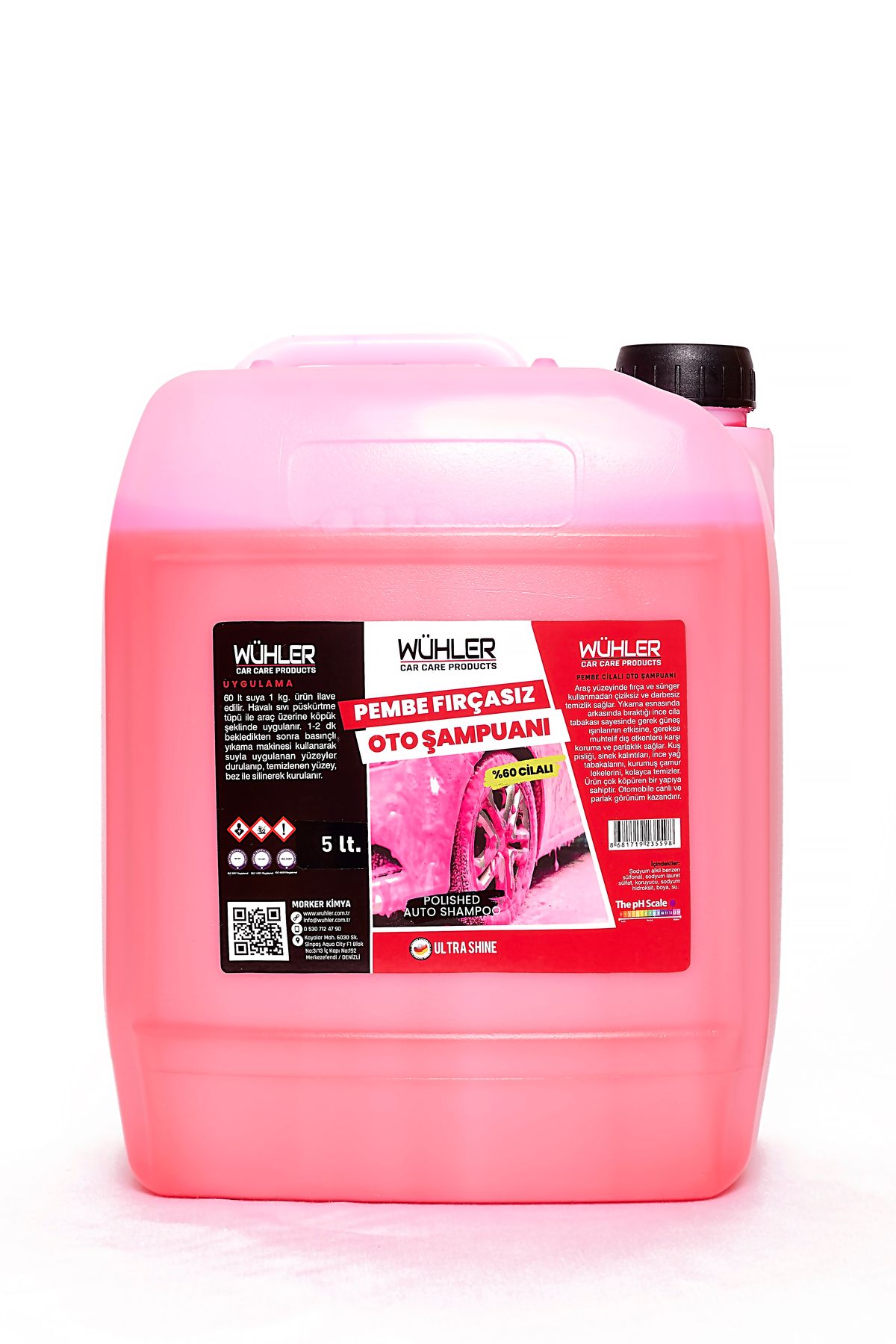 Wühler PEMBE CİLALI FIRÇASIZ OTO ŞAMPUANI 5 LT.