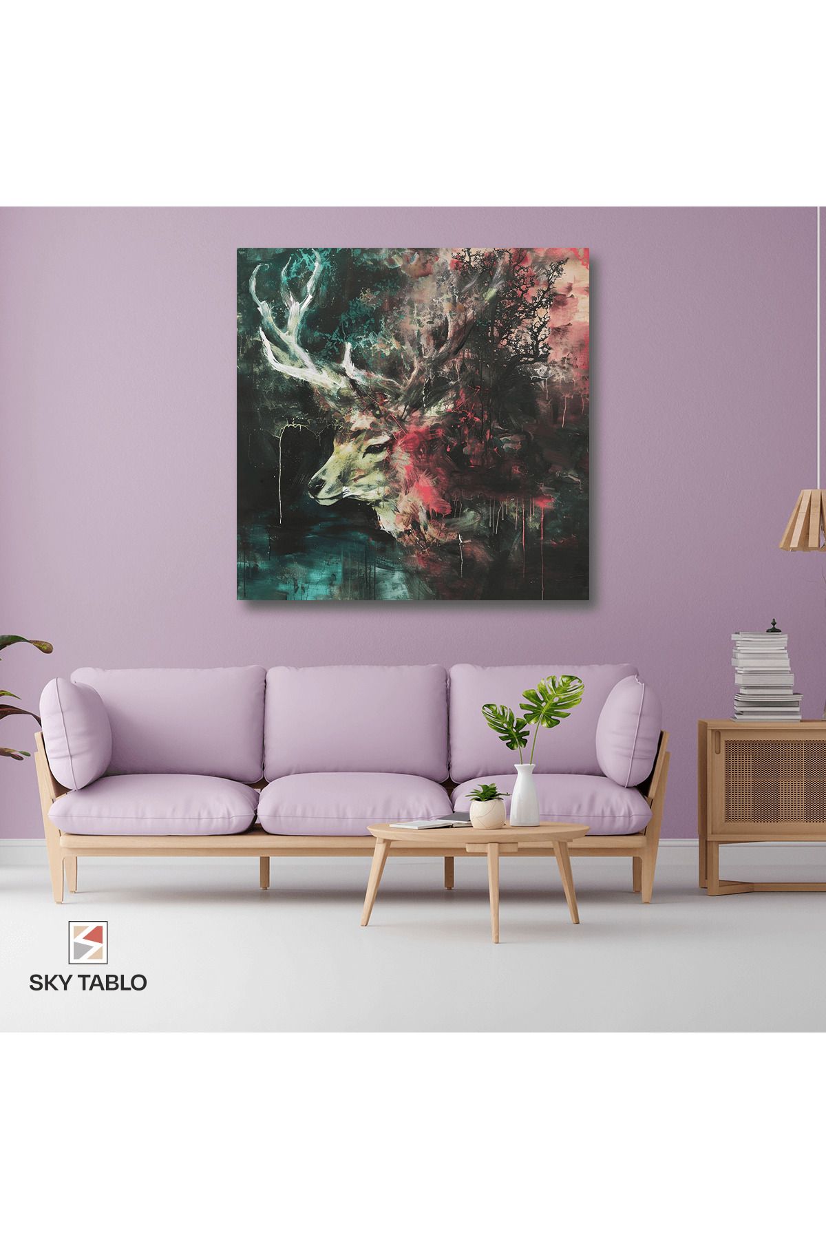 Home Sisler İçinde Geyik Kanvas Tablo