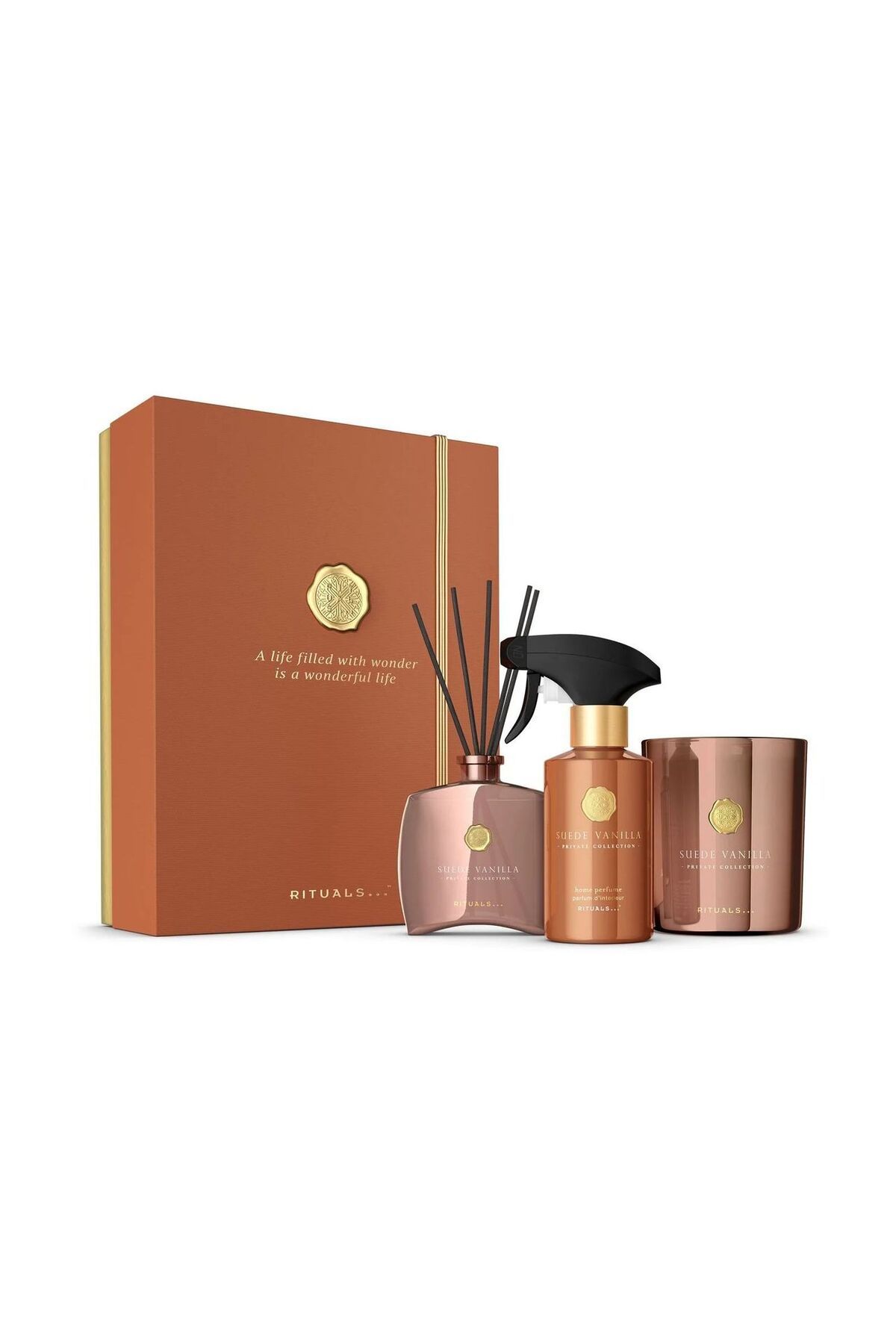 Rituals Private Collection Hediye Seti "Süet Vanilya" Kokulu Mum, Mini Koku Çubukları ve Oda Kokusu