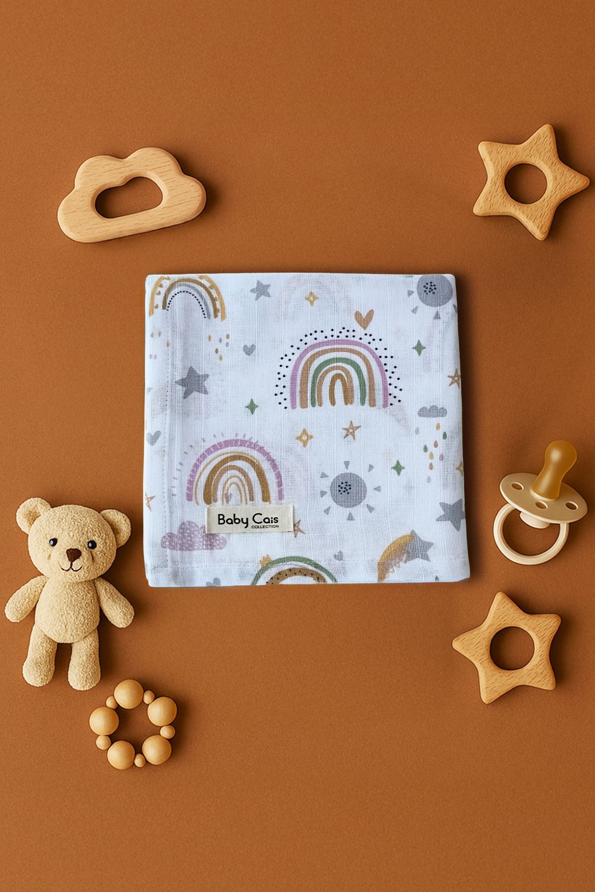 Baby Cais Collection Organik %100 Pamuk Müslin Bebek Örtüsü – Kundak, Bebek Battaniyesi, Ağız Bezi, Alt Açma Örtüsü
