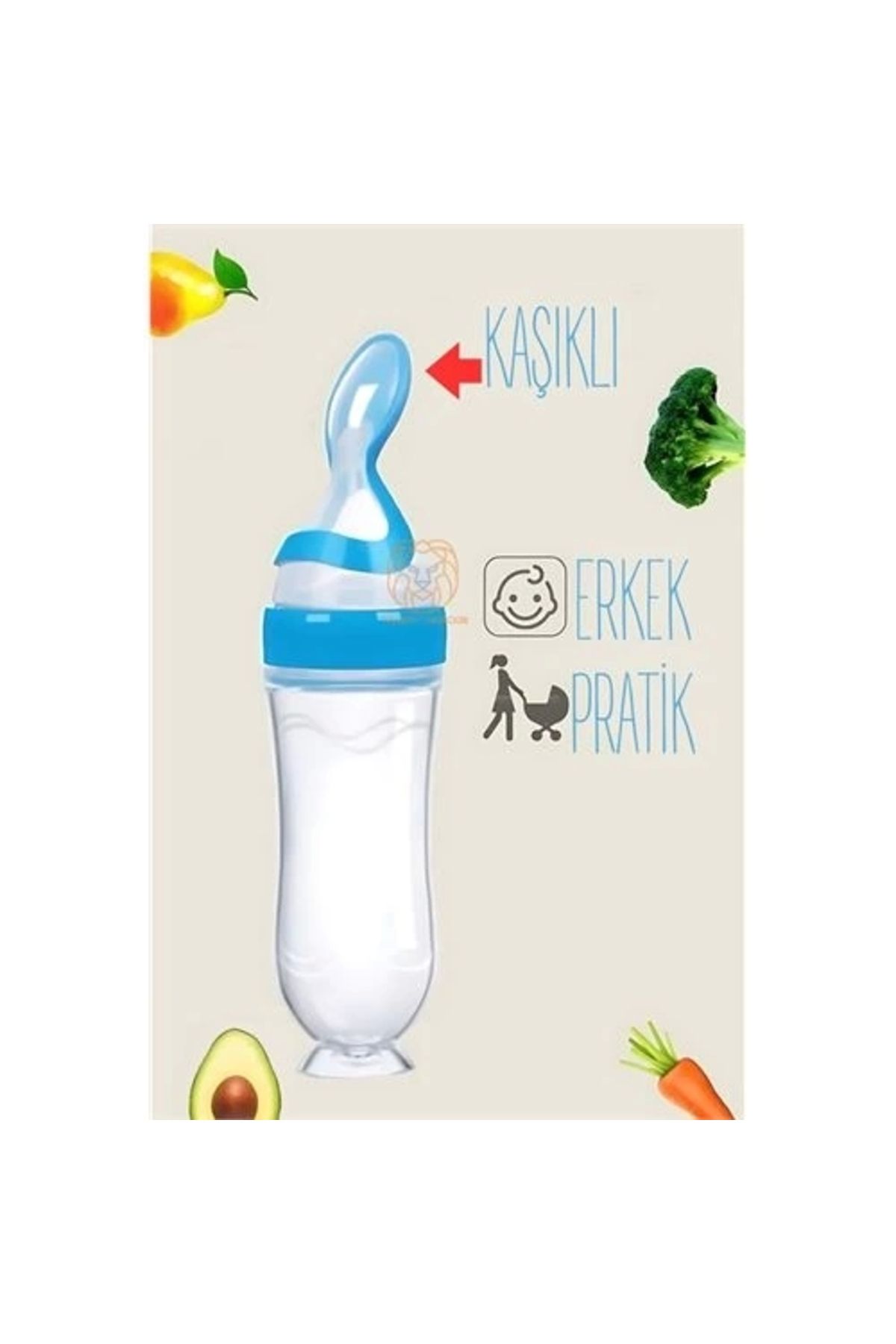İnnMerry ModaCar Kaşıklı Mama Silikon Biberon ERKEK Bebek Besleyici