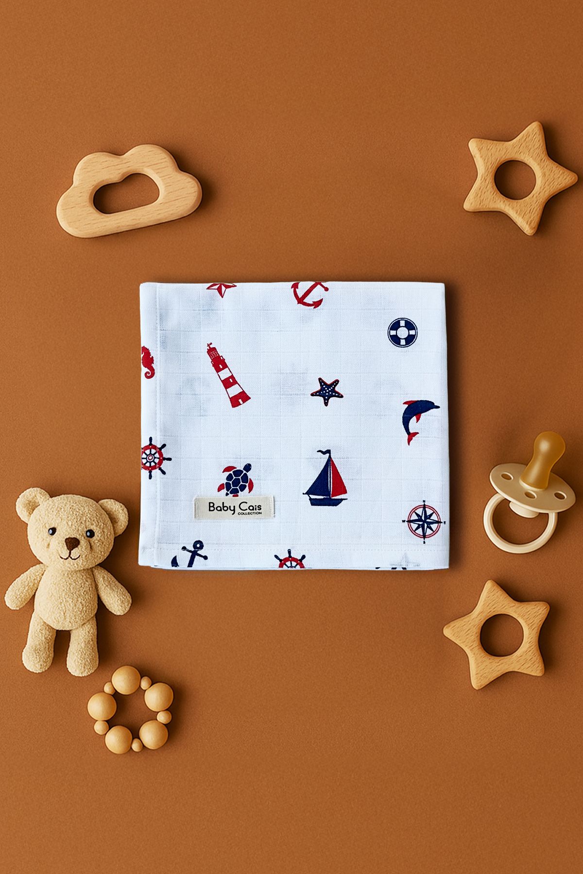 Baby Cais Collection Organik %100 Pamuk Müslin Bebek Örtüsü – Kundak, Bebek Battaniyesi, Ağız Bezi, Alt Açma Örtüsü
