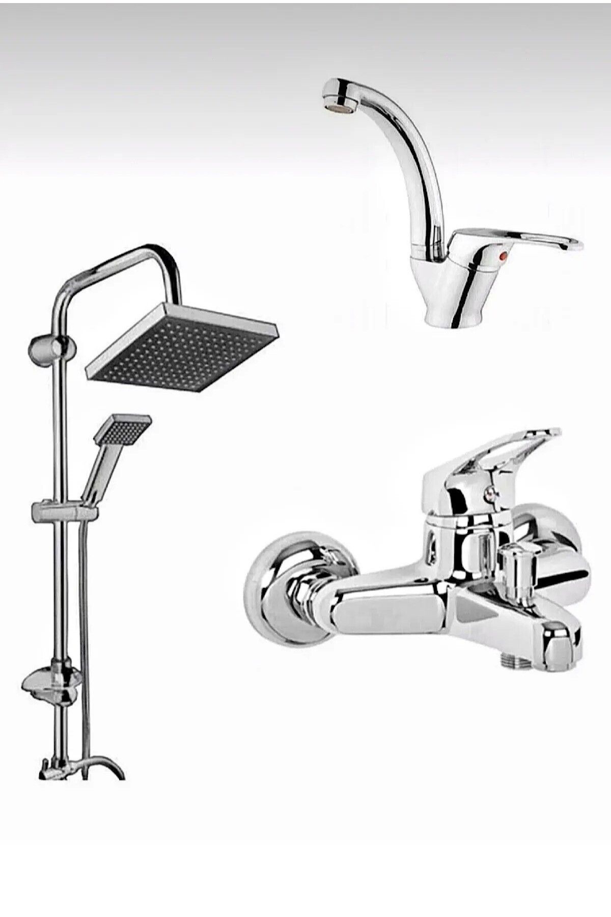JustBS Mix Banyo Bataryası Evye Bataryası Robot Yağmurlama Tepe Duş Seti Duş Başlığı 3’lü