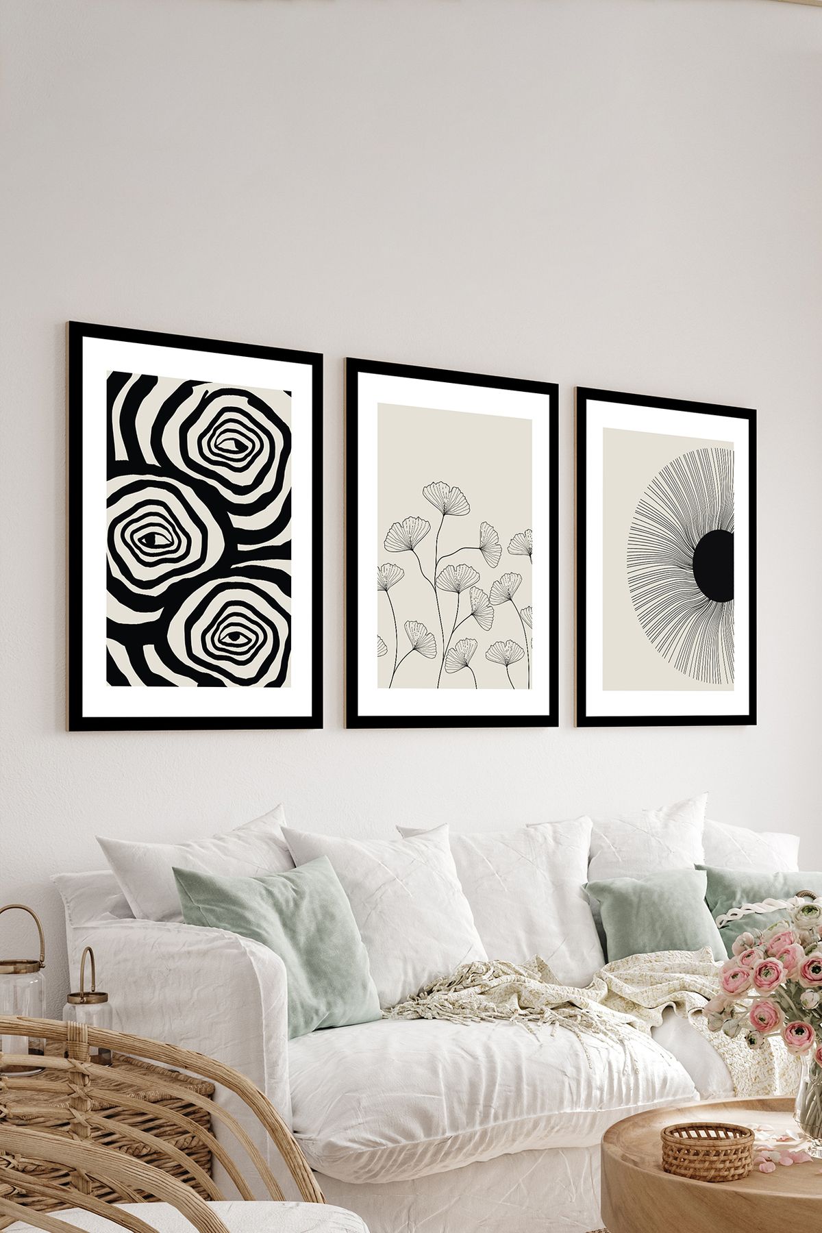artflow 3 Parça Çerçeve Görünümlü Mdf Tablo Seti