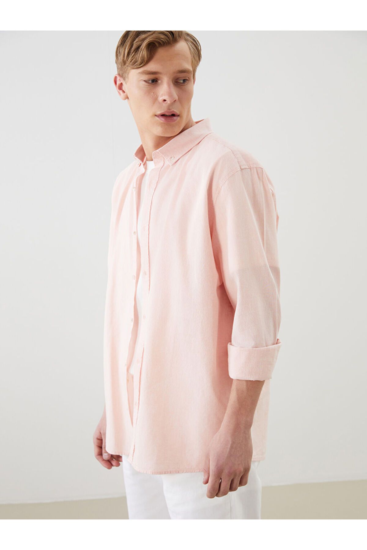 LC Waikiki LCW Vision Pembe Slim Fit Uzun Kollu Erkek Gömlek S60101Z8NVY25